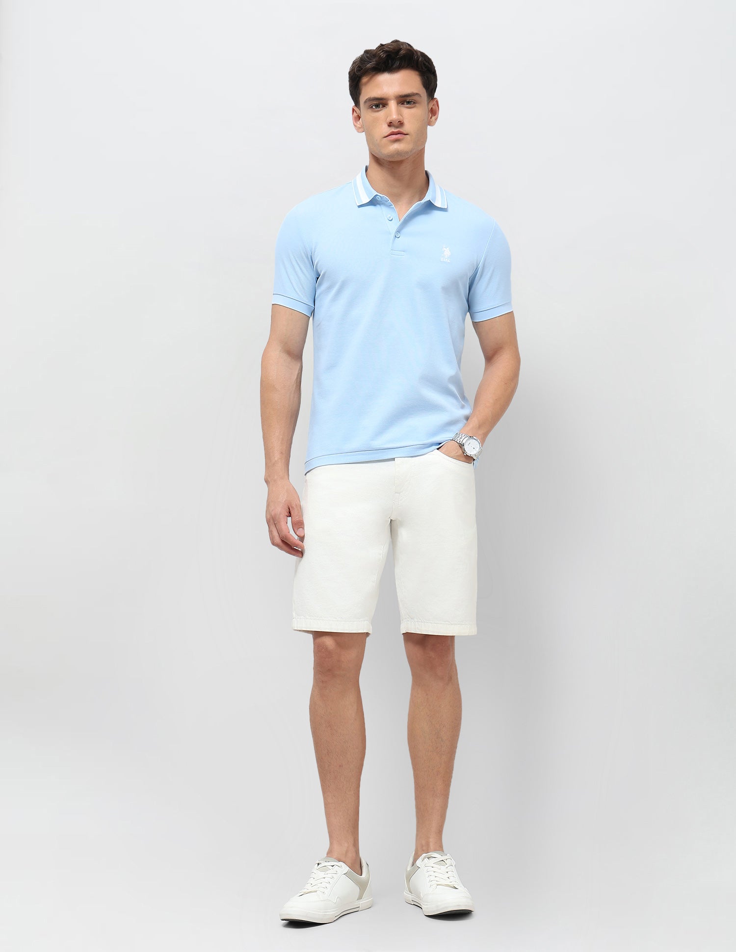 Solid Slim Fit Polo Shirt Light Blue - U.S. POLO ASSN. | Large