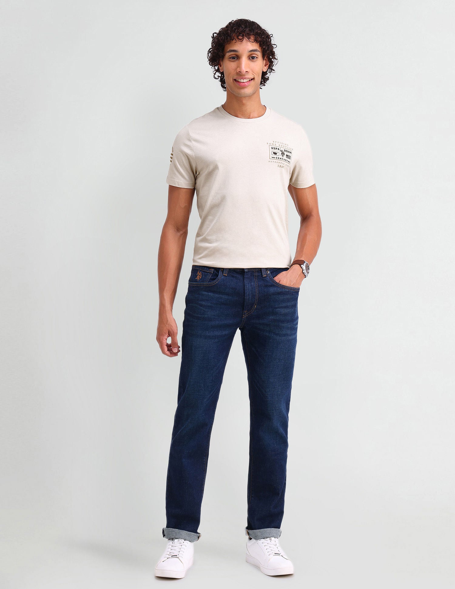 Muscle Fit Brand Printed T-Shirt Fog - U.S. Polo Assn. India | Large