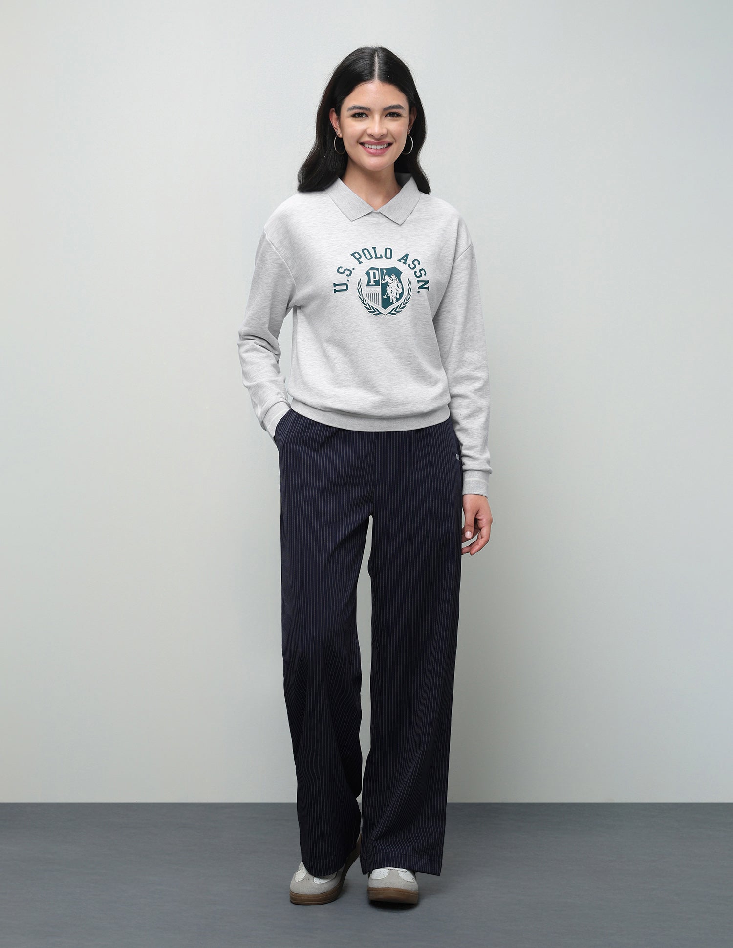Grpahic Brand Printed Relaxed Fit Sweatshirt Grey - U.S. Polo Assn. India | Large