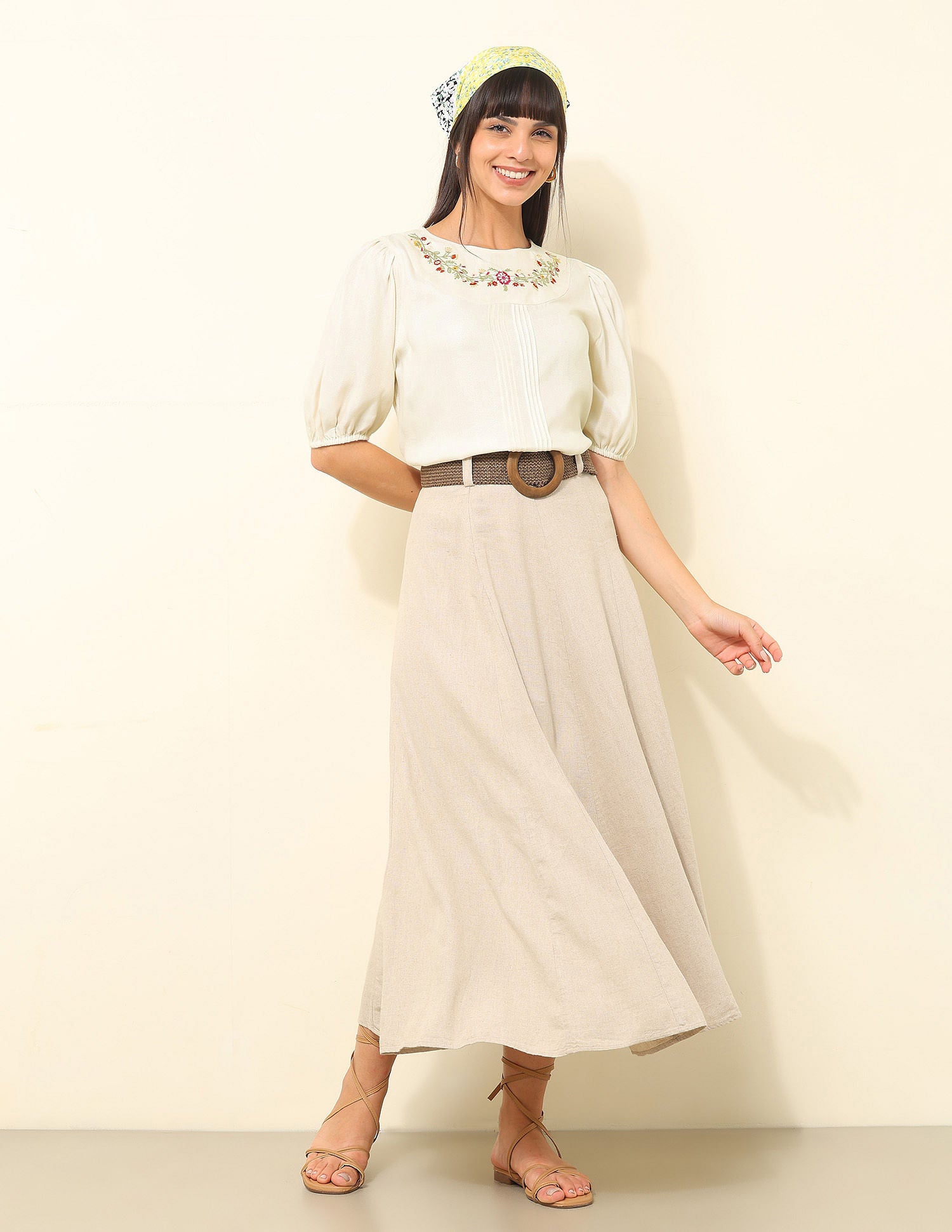 Floral Embroidered Top Ecru - U.S. Polo Assn. India | Large