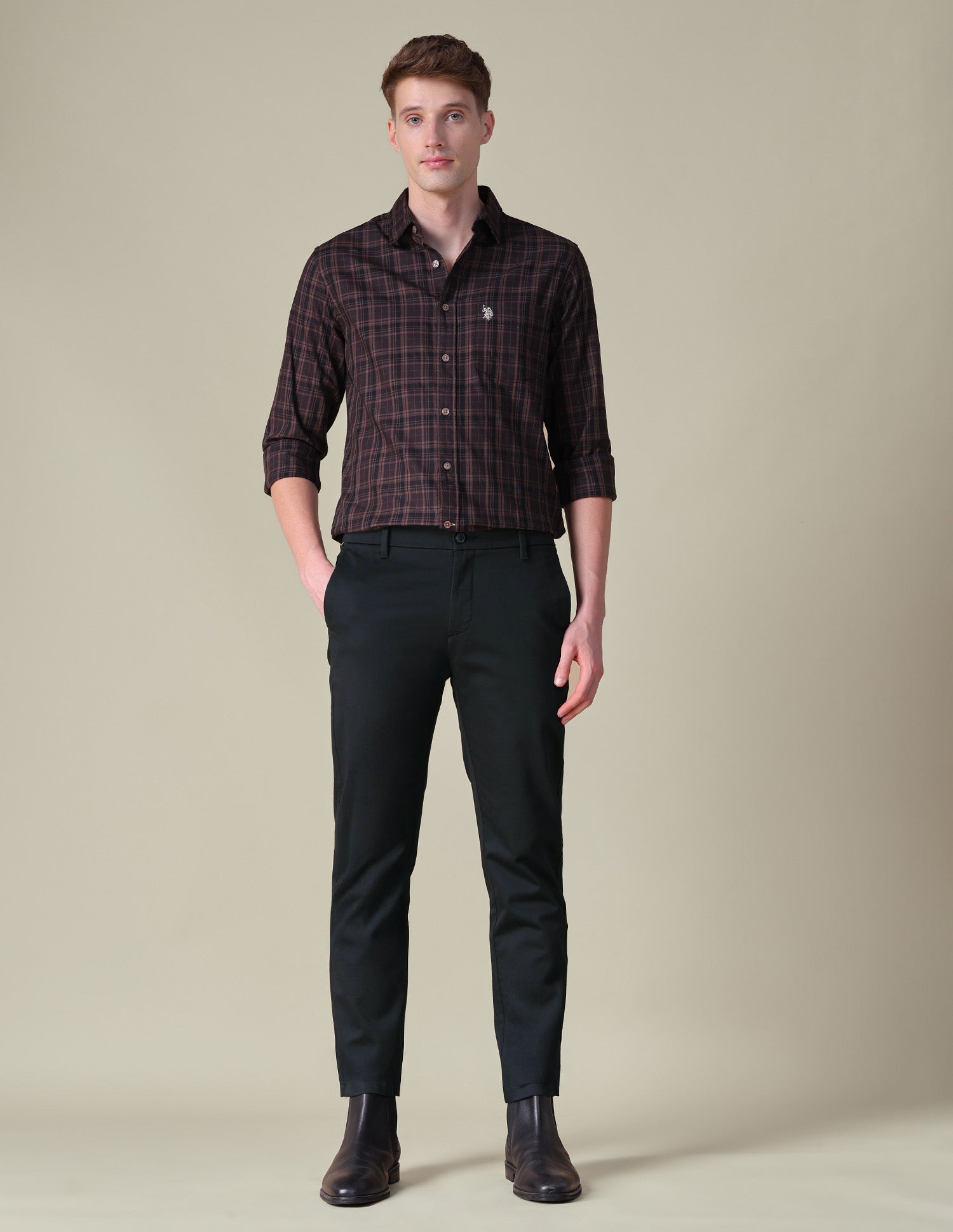 Denver Slim Fit Textured Trousers Black - U.S. POLO ASSN. | Large