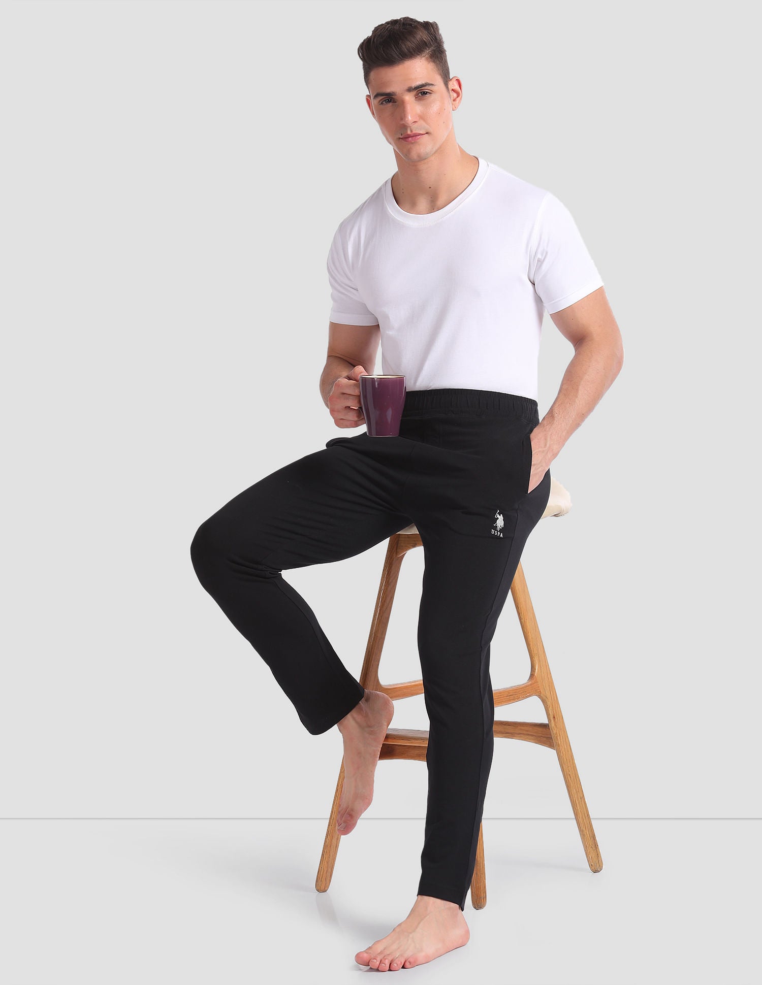 Cotton Stretch OELP1 Lounge Track Pants - Pack Of 1 Black - U.S. POLO ASSN. | Large