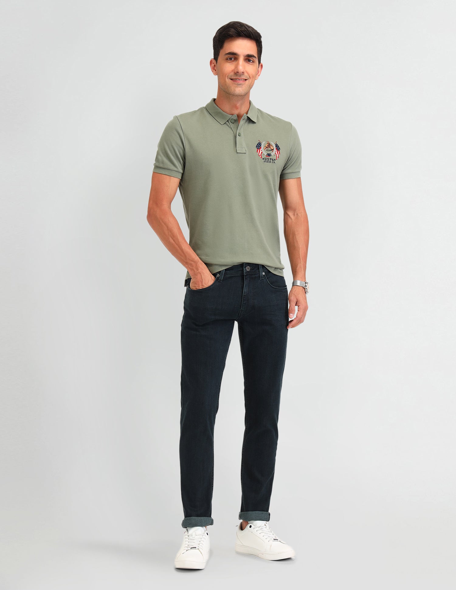 Solid Muscle Fit Polo Shirts Charcoal - U.S. Polo Assn. India | Large