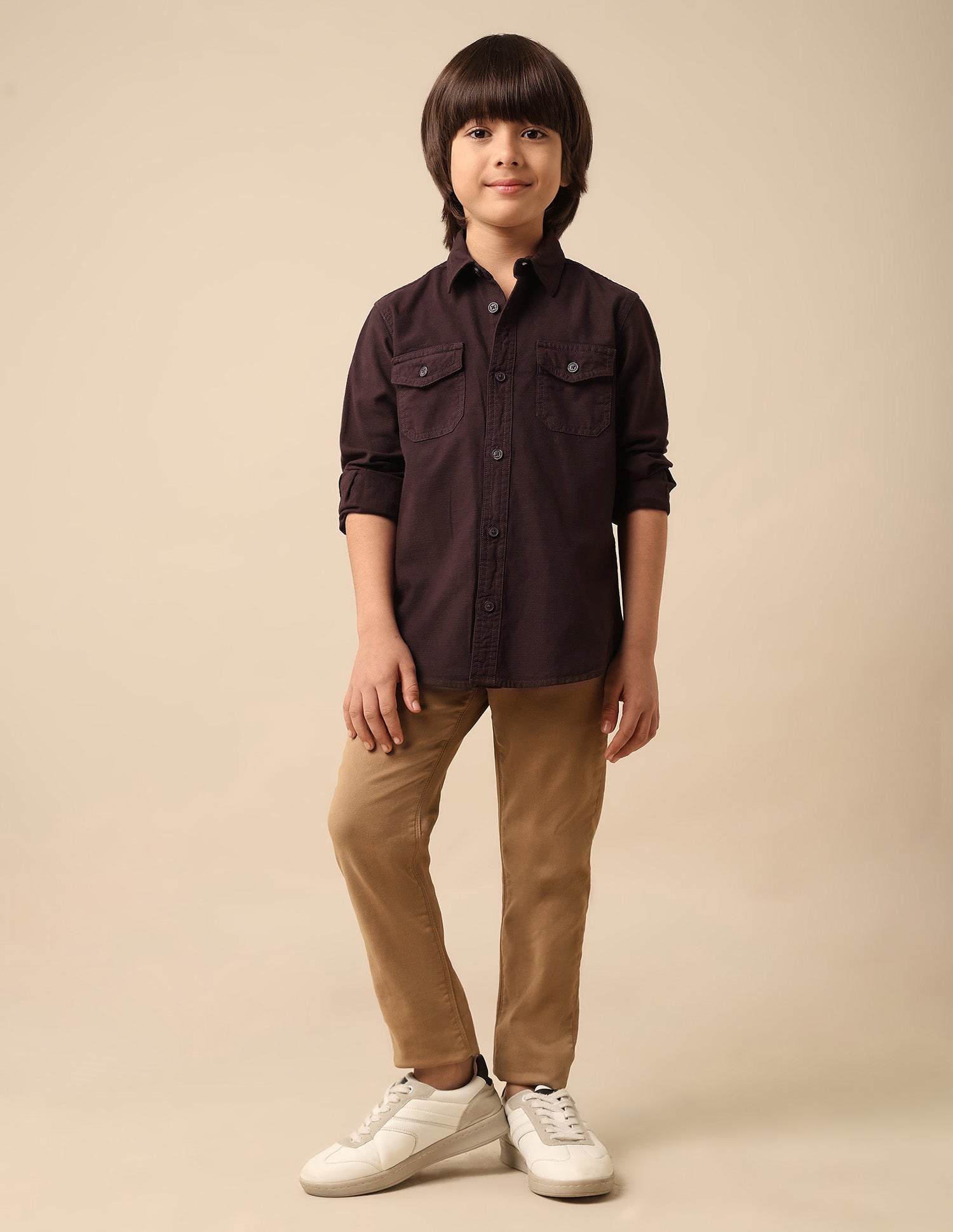 Boys Regular Fit Solid Shirt Choco - U.S. POLO ASSN. | Large