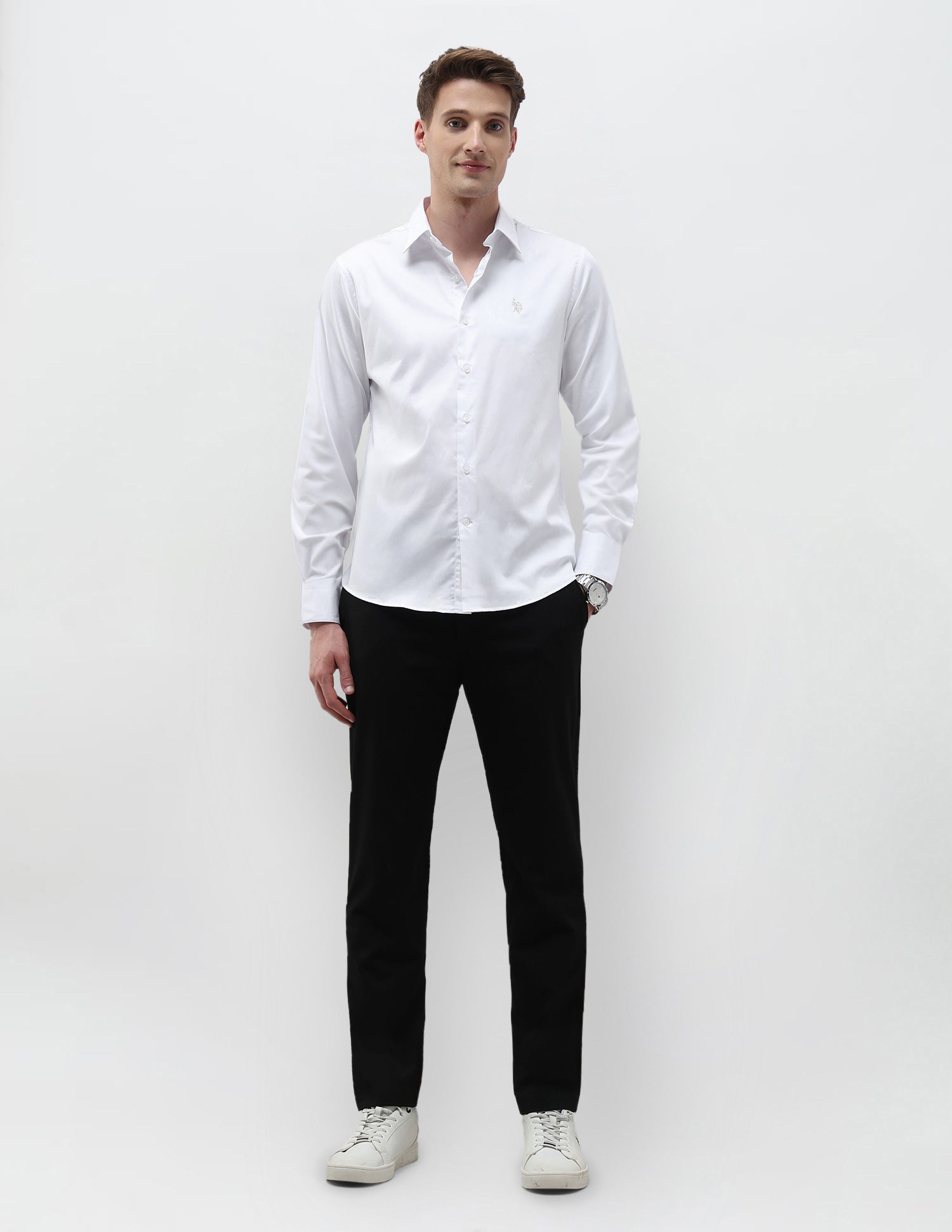 Tailored Fit Solid Shirt White - U.S. Polo Assn. India | Large