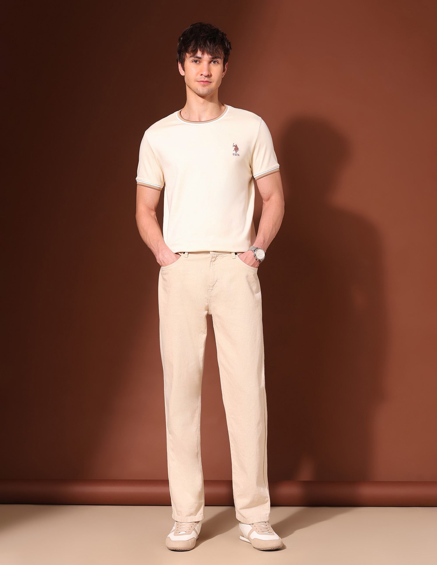 Slim Fit Working Holiday T-Shirt Beige - U.S. POLO ASSN. | Large