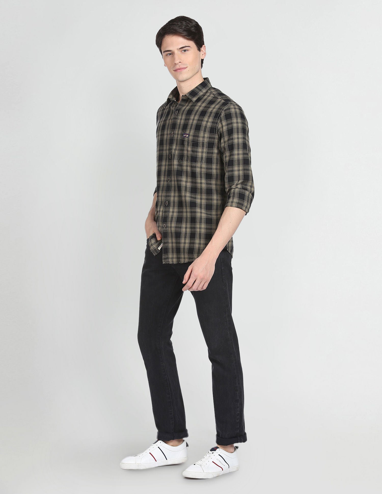 Tartan Check Cotton Casual Shirt Black - U.S. Polo Assn. India | Large