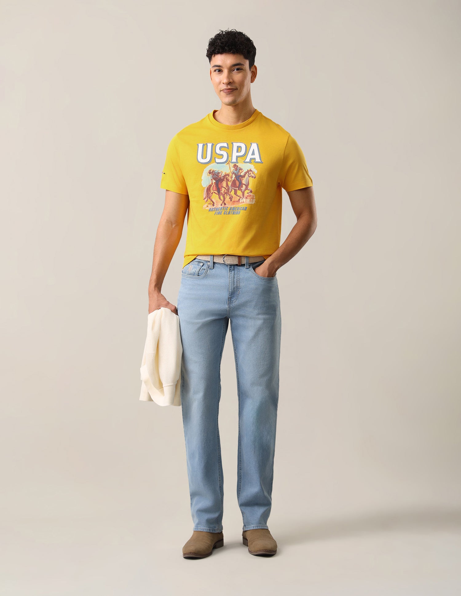 Graphic Brand Printed Slim Fit T-Shirt Yellow - U.S. Polo Assn. India | Large