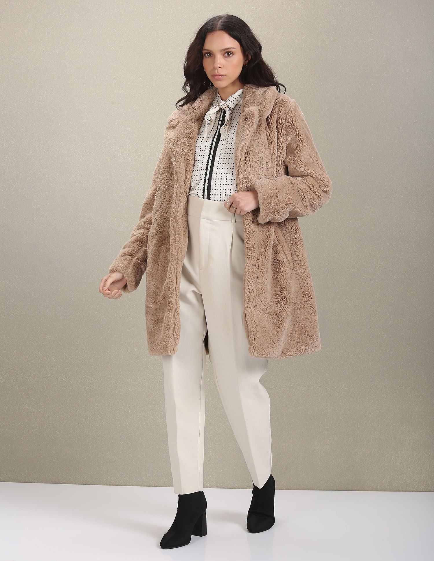 Noch Collar Faux Fur Jacket Beige - U.S. Polo Assn. India | Large