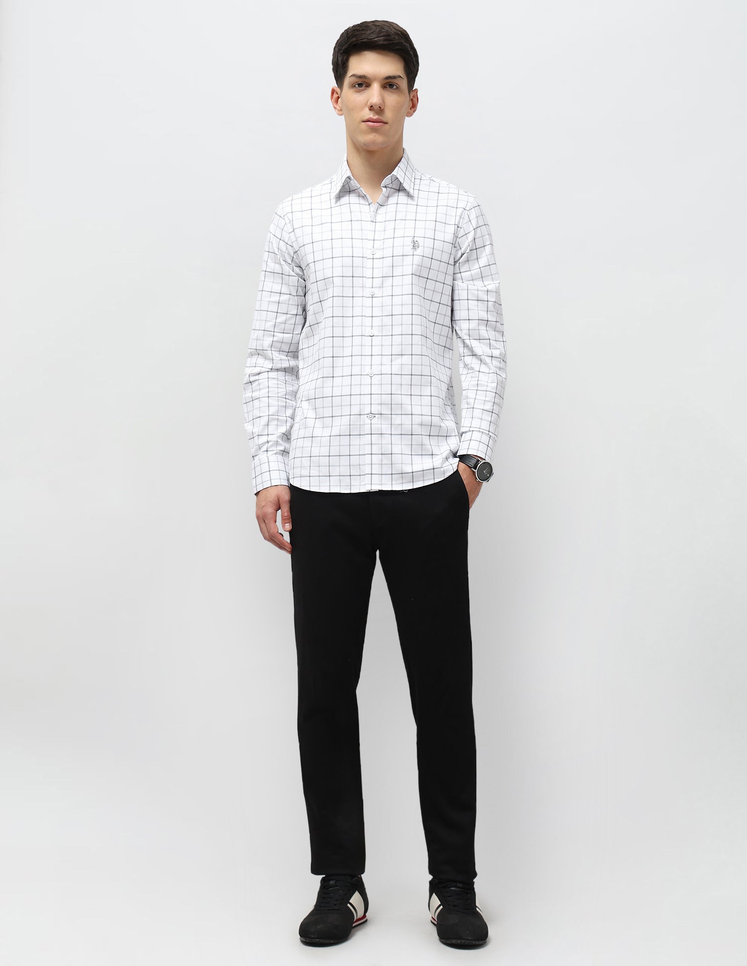 Grid Tattersall Checked Tailored Fit Shirt Grey - U.S. POLO ASSN. | Large