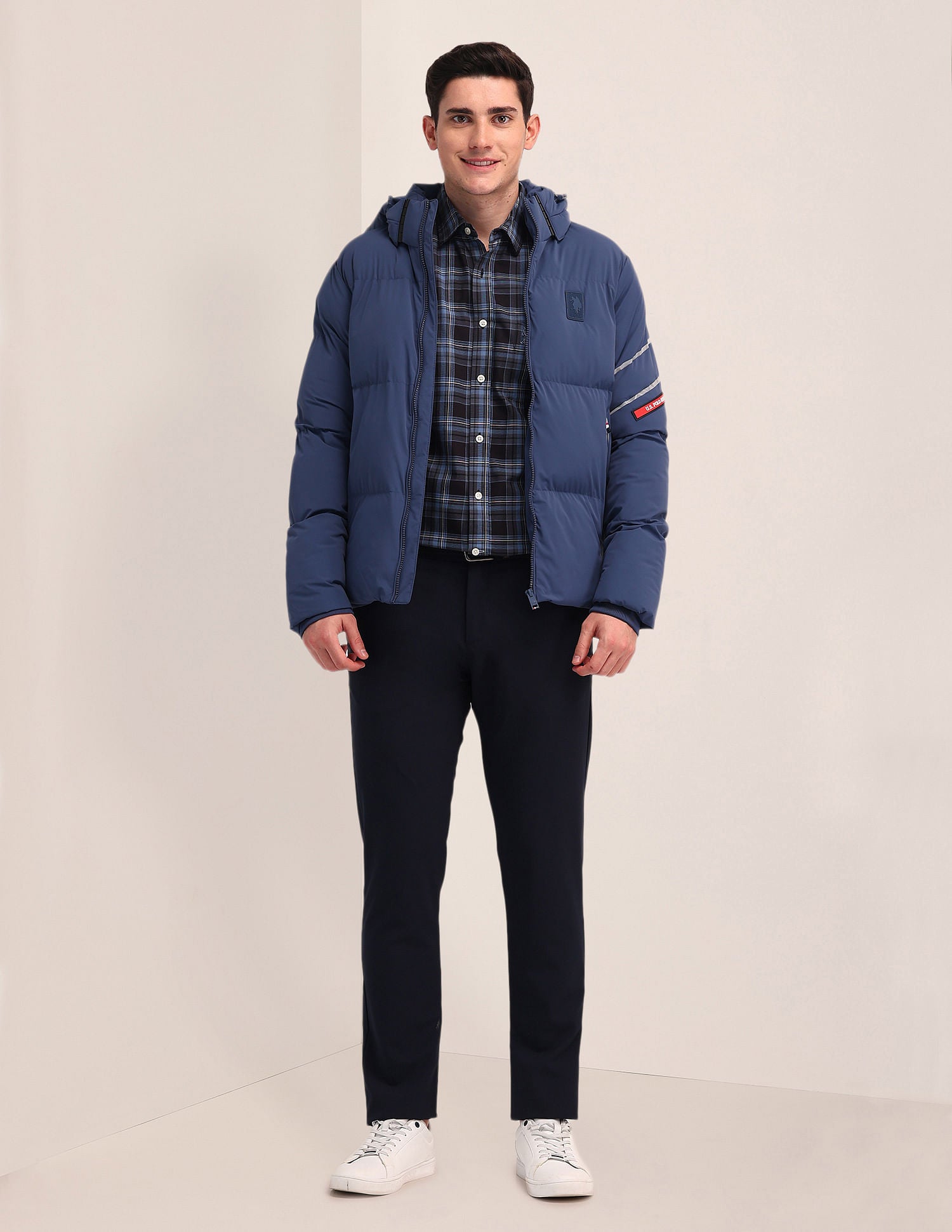 Detachable Hood Padded Jacket Blue - U.S. Polo Assn. India | Large