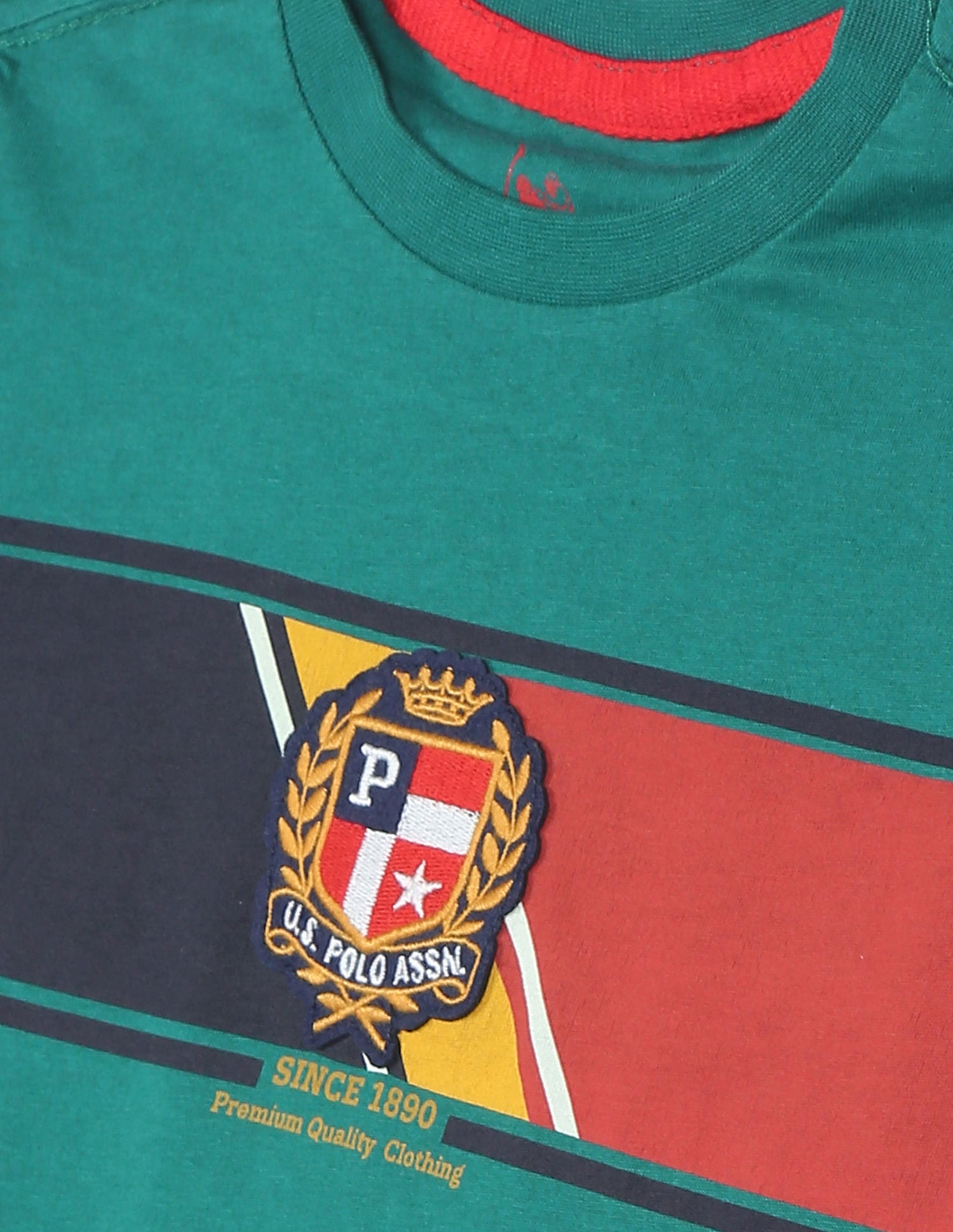 Crew Neck Brand Appliqued T-Shirt Teal - U.S. POLO ASSN. | Large