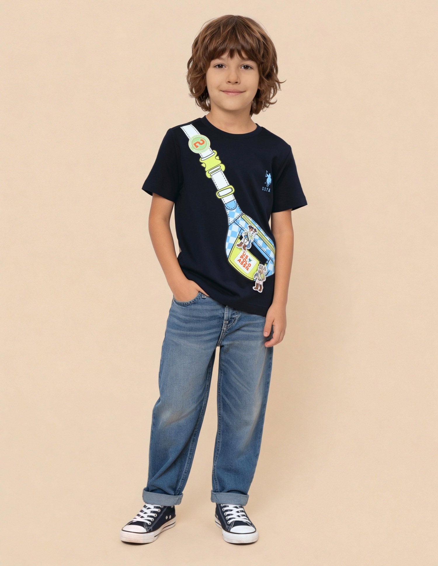 Graphic Printed Regular Fit T-Shirt Navy - U.S. Polo Assn. India | Large