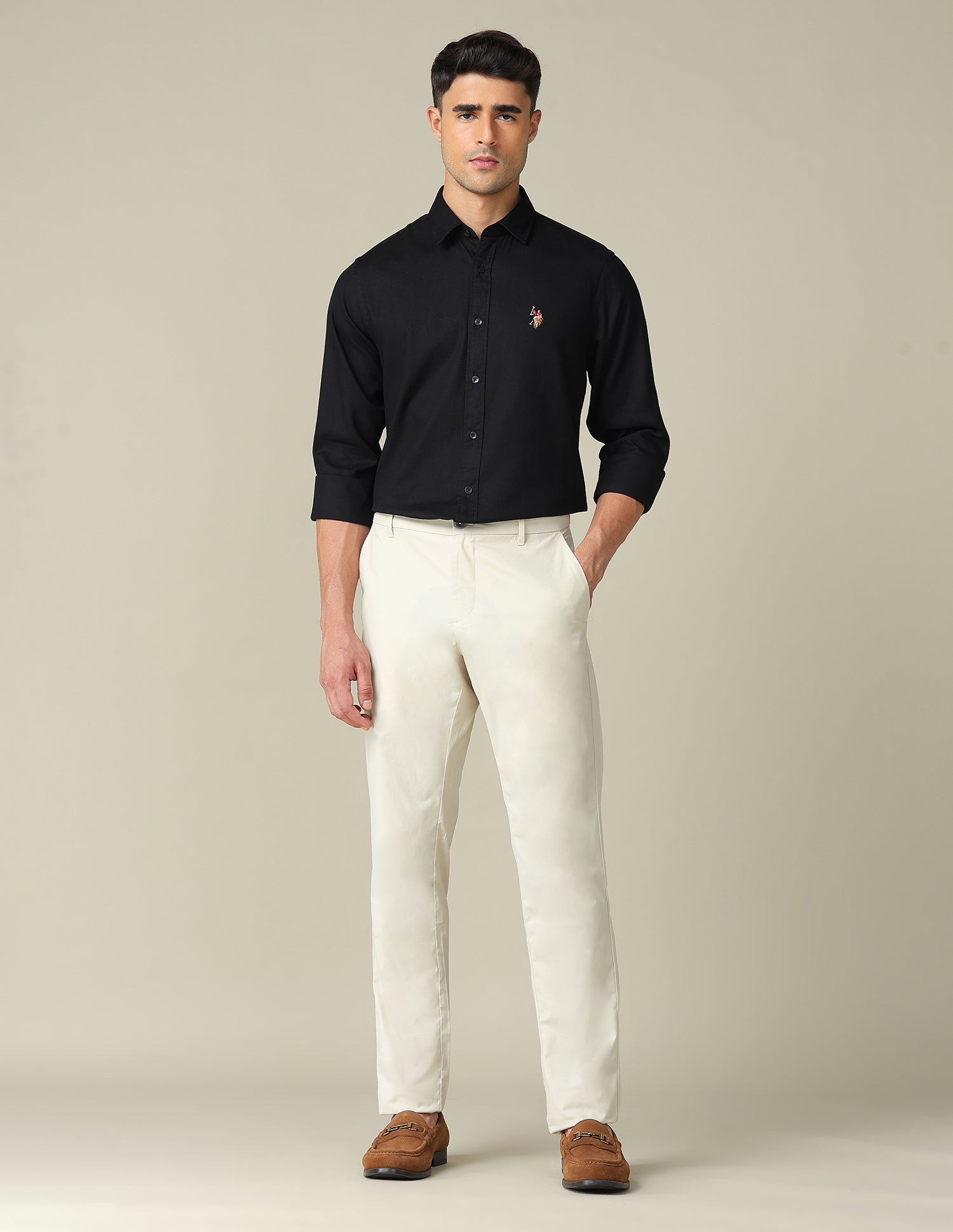 Tailored Fit Textured Shirt Black - U.S. POLO ASSN. | Large