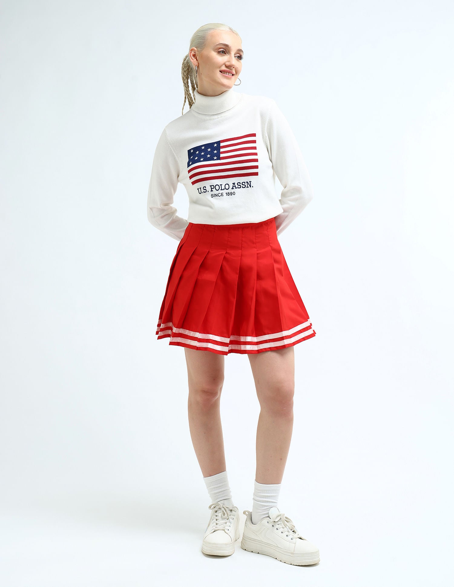 Brand Printed High Neck Sweater Off White - U.S. Polo Assn. India | Large