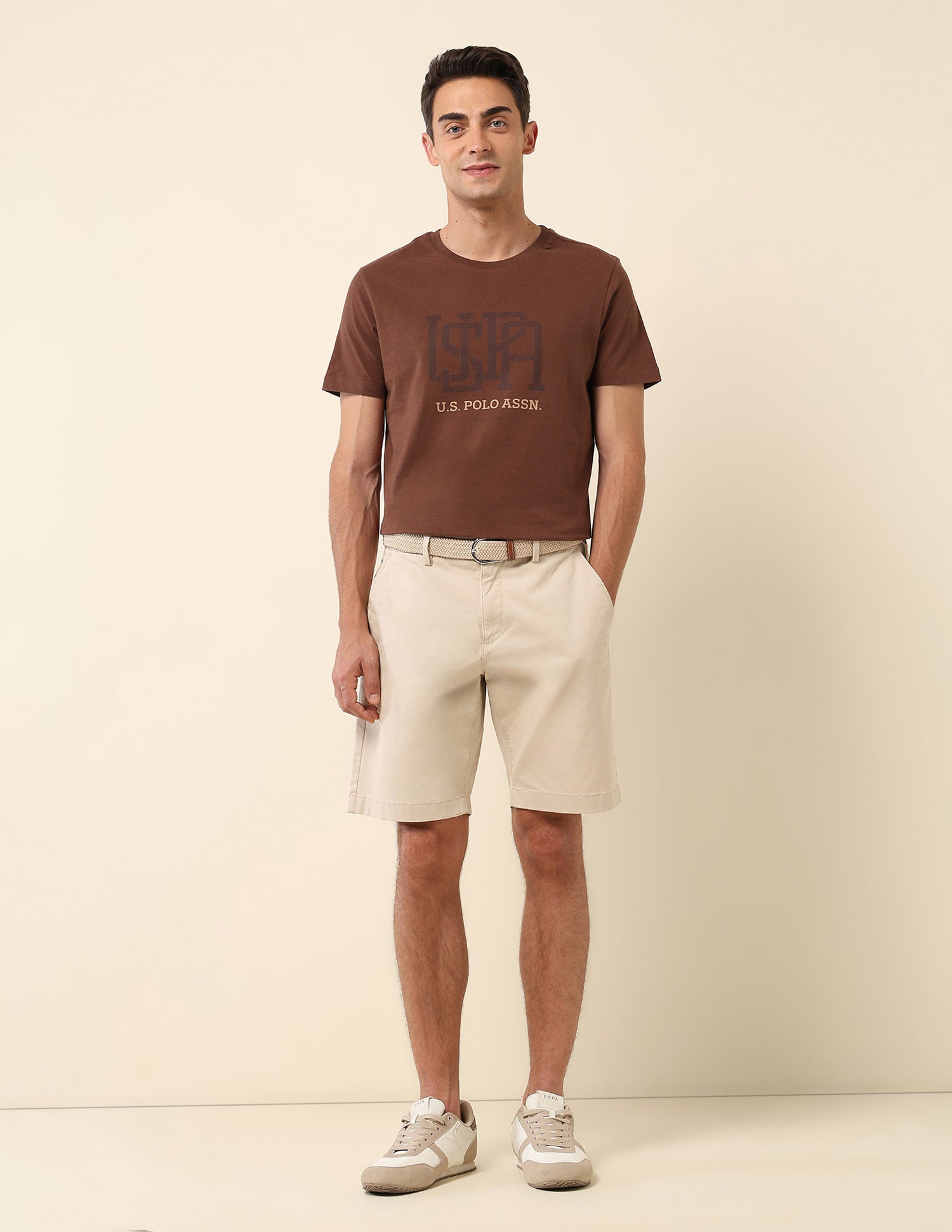 Pure Cotton Slim Fit T- Shirt Brown - U.S. Polo Assn. India | Large