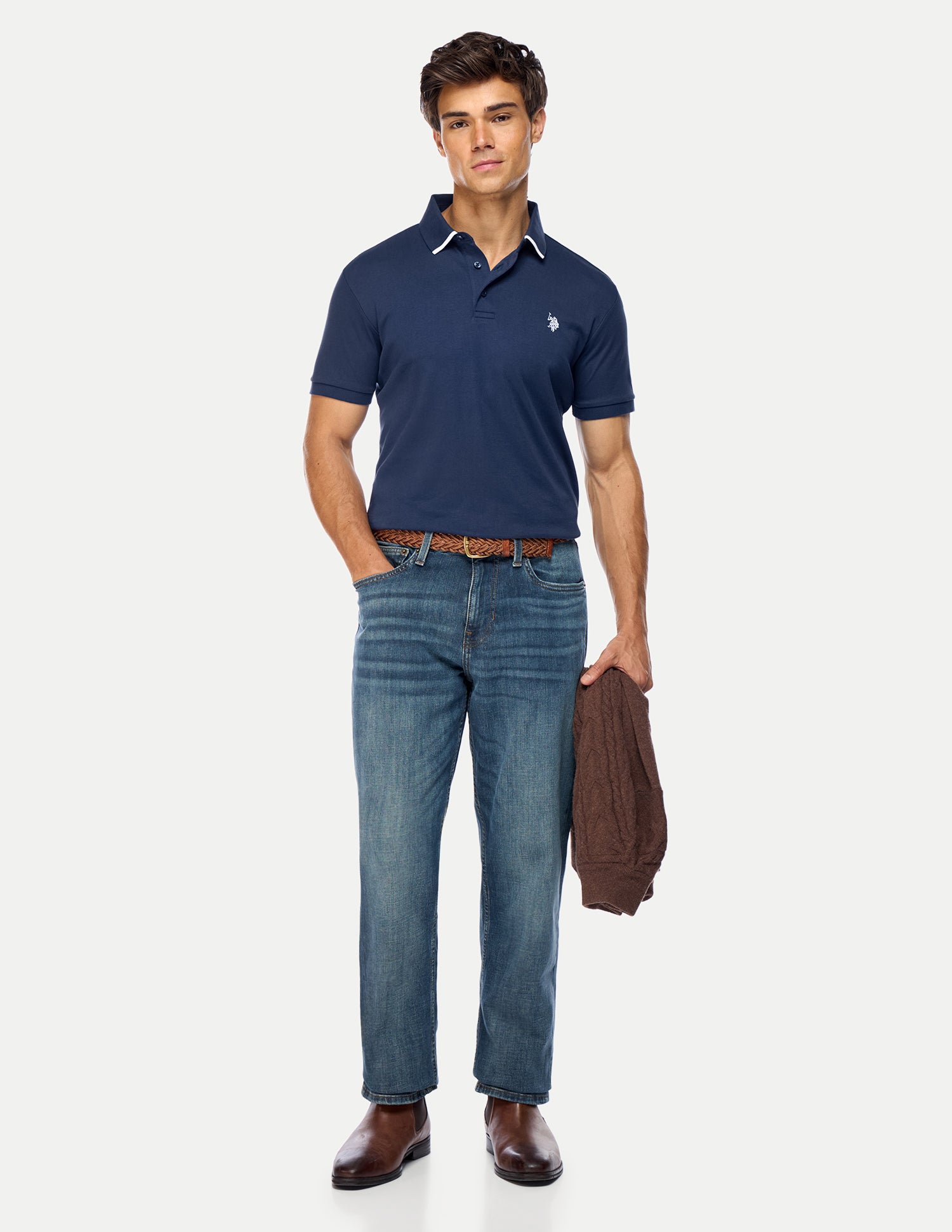 Solid Slim Fit Polo Shirt Dark Blue - U.S. Polo Assn. India | Large
