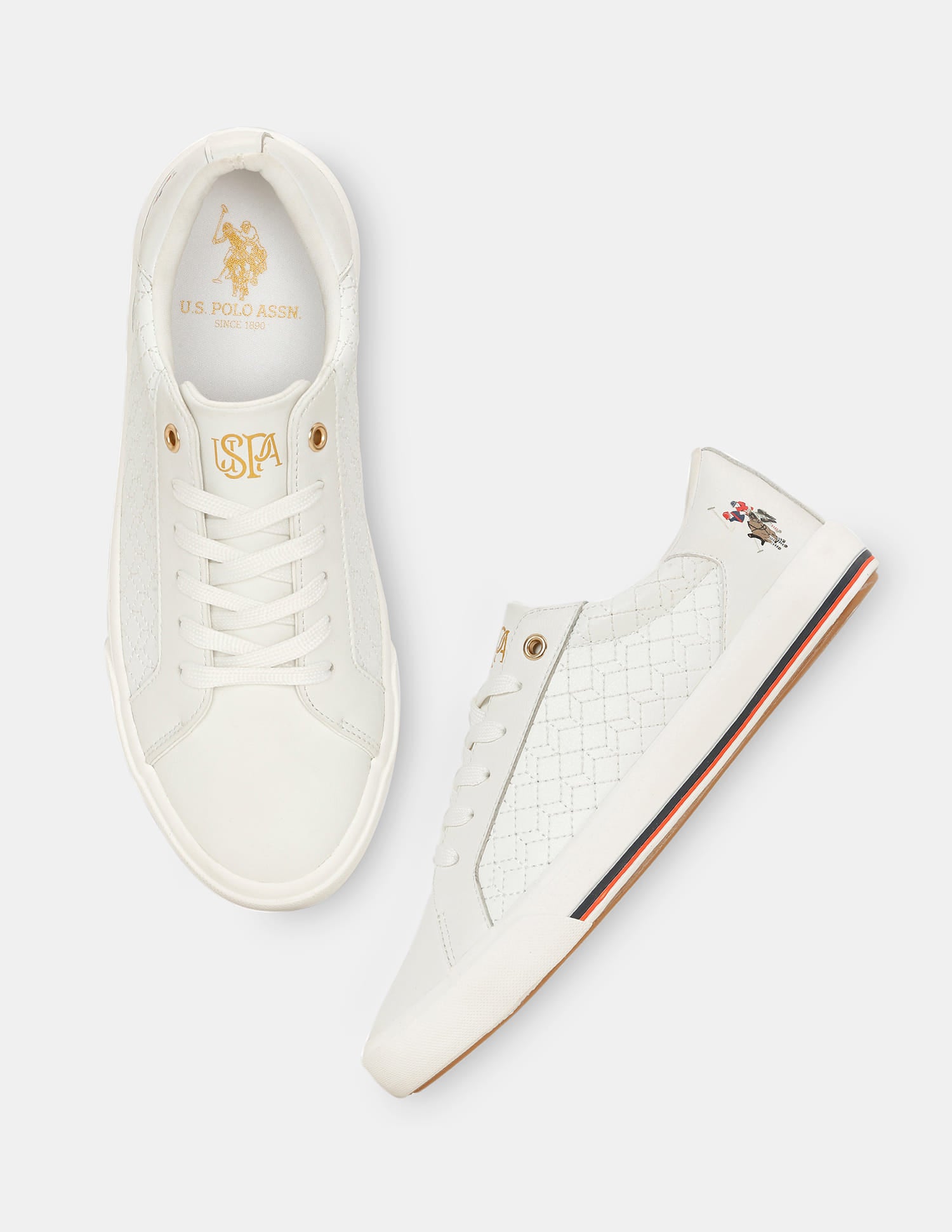 Heidi 2.0 White Quilting Detail Sneakers Shoes White - U.S. Polo Assn. India | Large