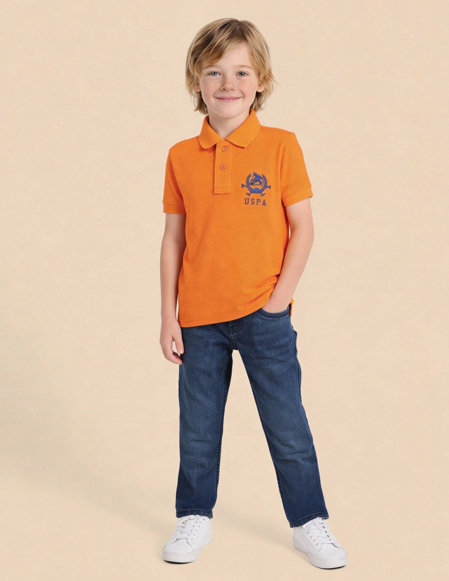 Boys Pure Cotton Polo Shirt Orange - U.S. Polo Assn. India | Large
