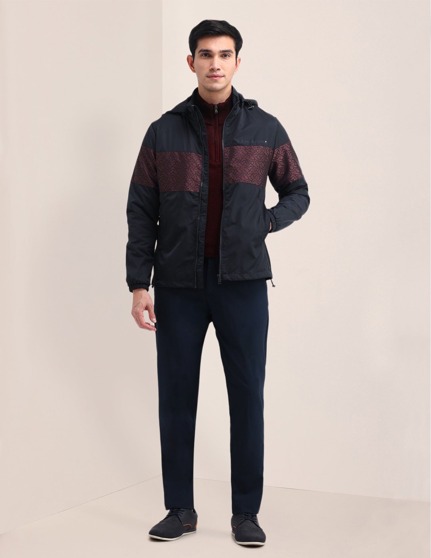 Brand Printed Regular Fit Jacket Dark Navy - U.S. POLO ASSN. | Large