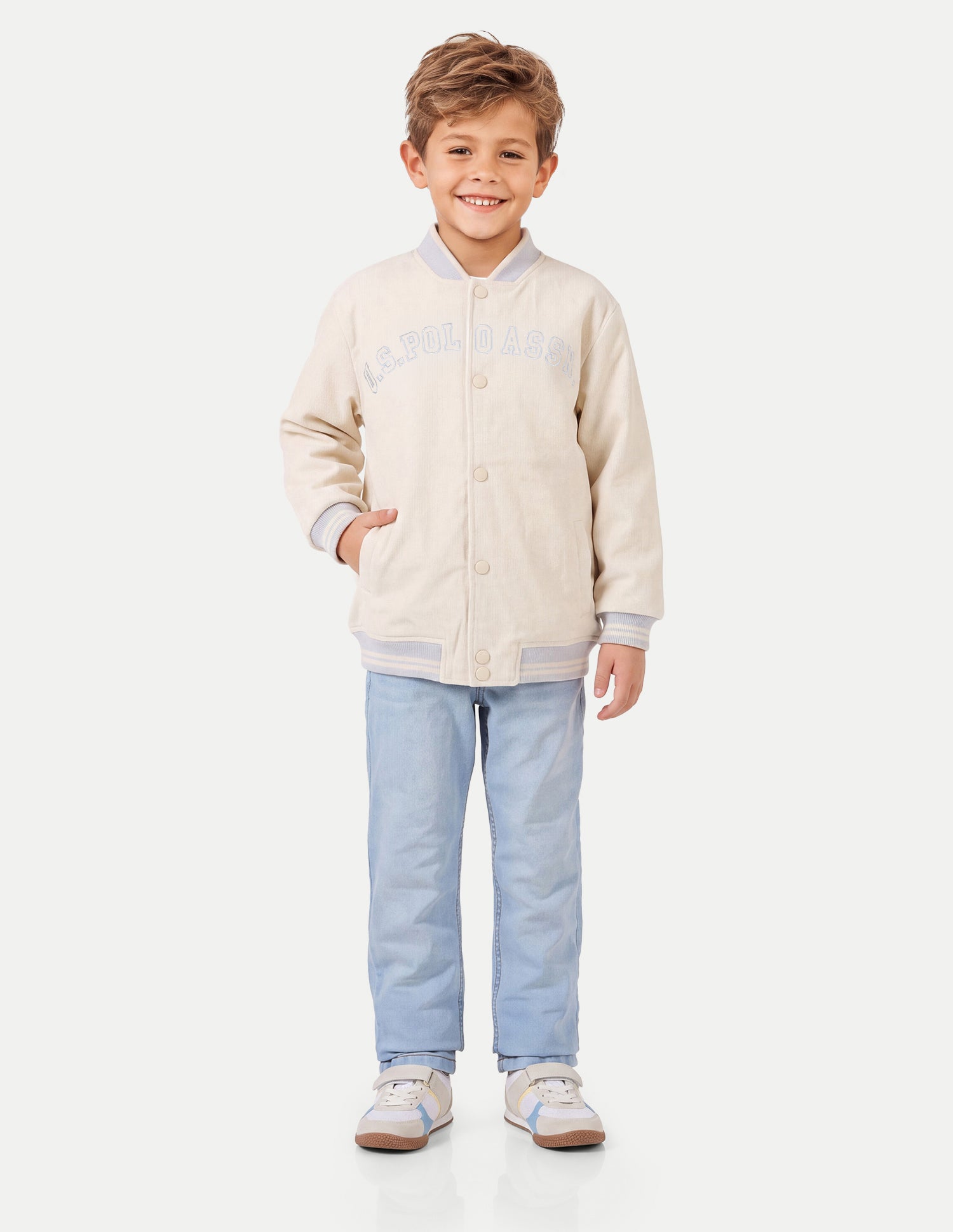 Brand Embroidered Reversible Varsity Jacket Beige - U.S. Polo Assn. India | Large
