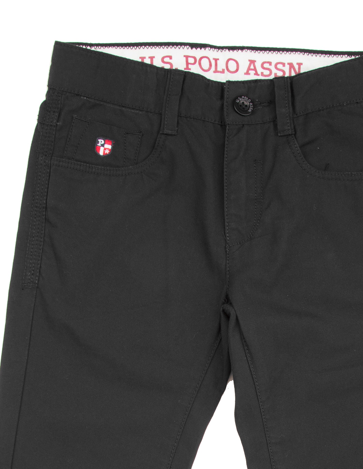 Boys Solid Slim Fit Trousers Black - U.S. Polo Assn. India | Large