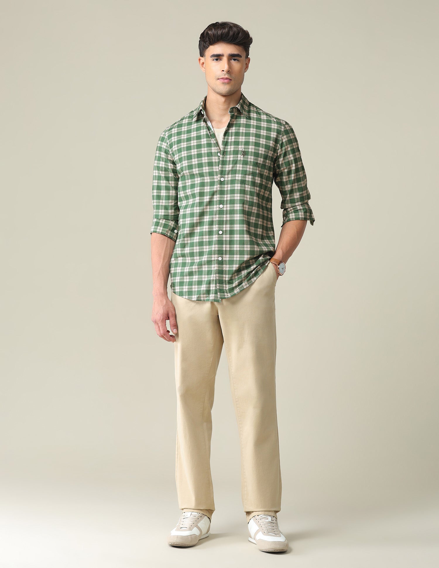 Pure Cotton Tartan Shirt Green - U.S. POLO ASSN. | Large