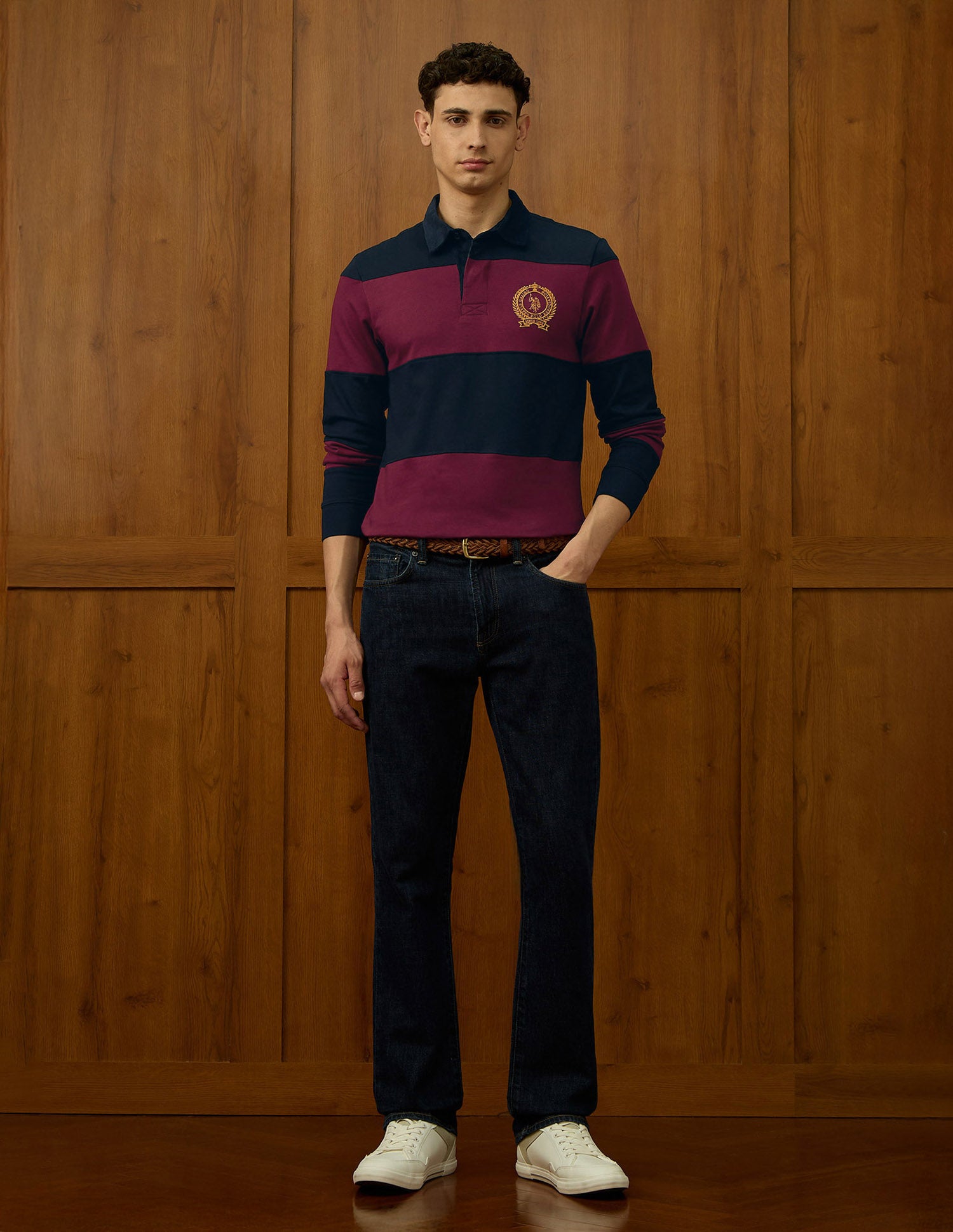 Colourblocked Varsity Polo Shirt Dark Red - U.S. POLO ASSN. | Large