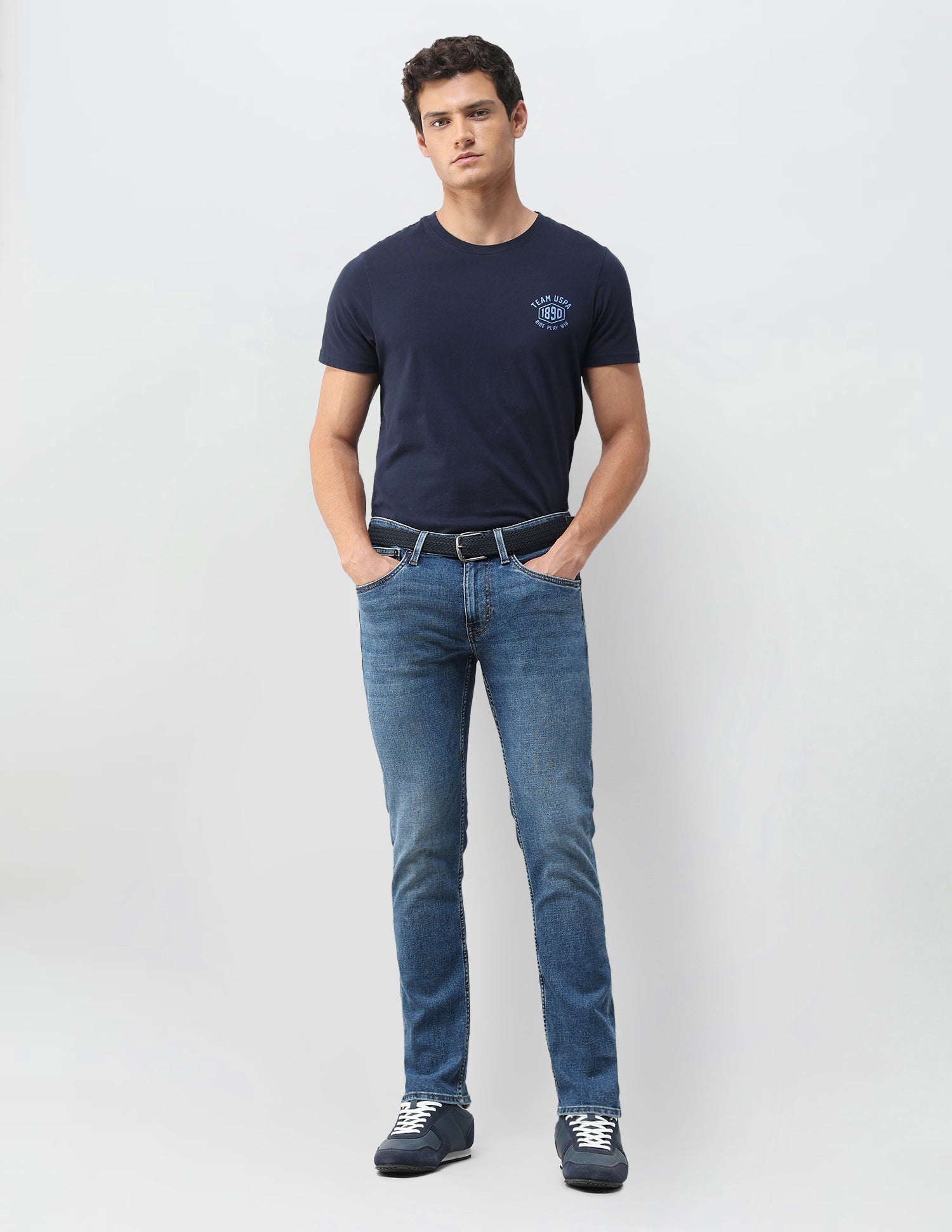 Regallo Skinny Fit Blue Jeans Mid Blue - U.S. Polo Assn. India | Large