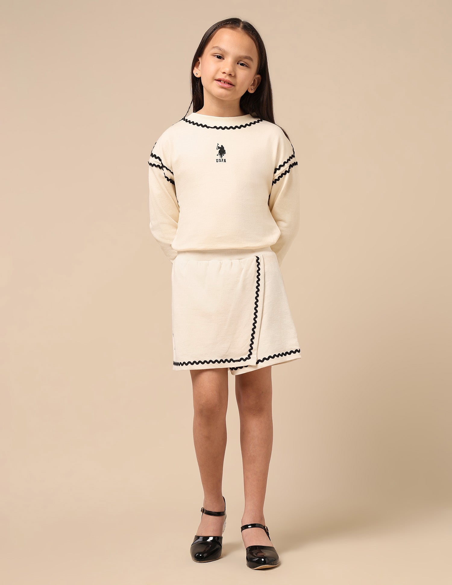 Girls Solid Straight Skort Off White - U.S. POLO ASSN. | Large