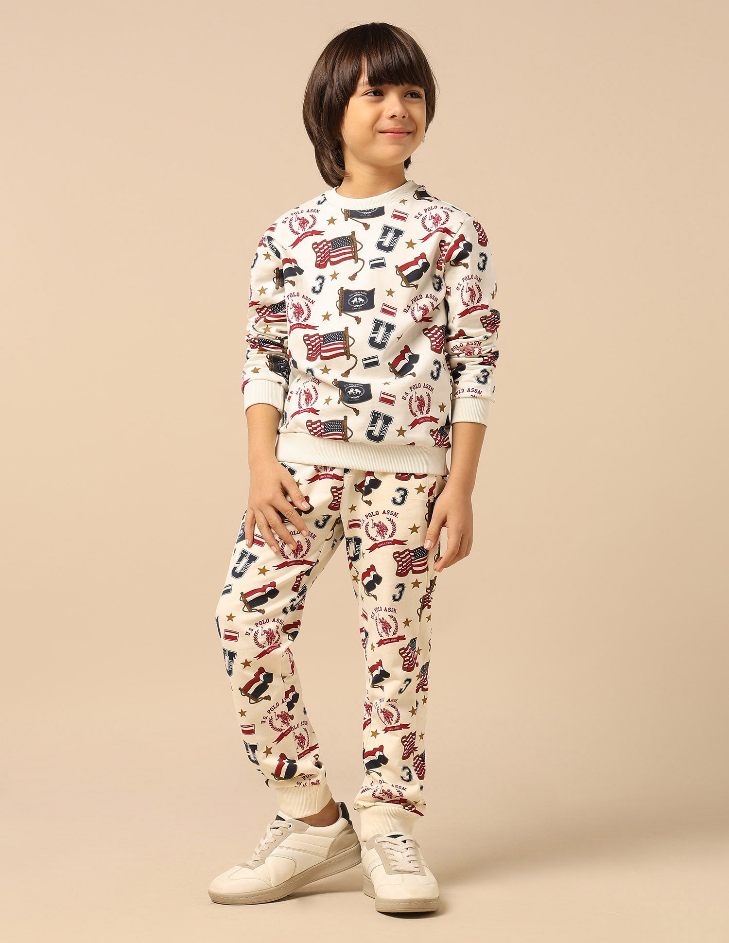 Boys Brand Printed Regular Fit Sweatshirt White - U.S. POLO ASSN. | Large