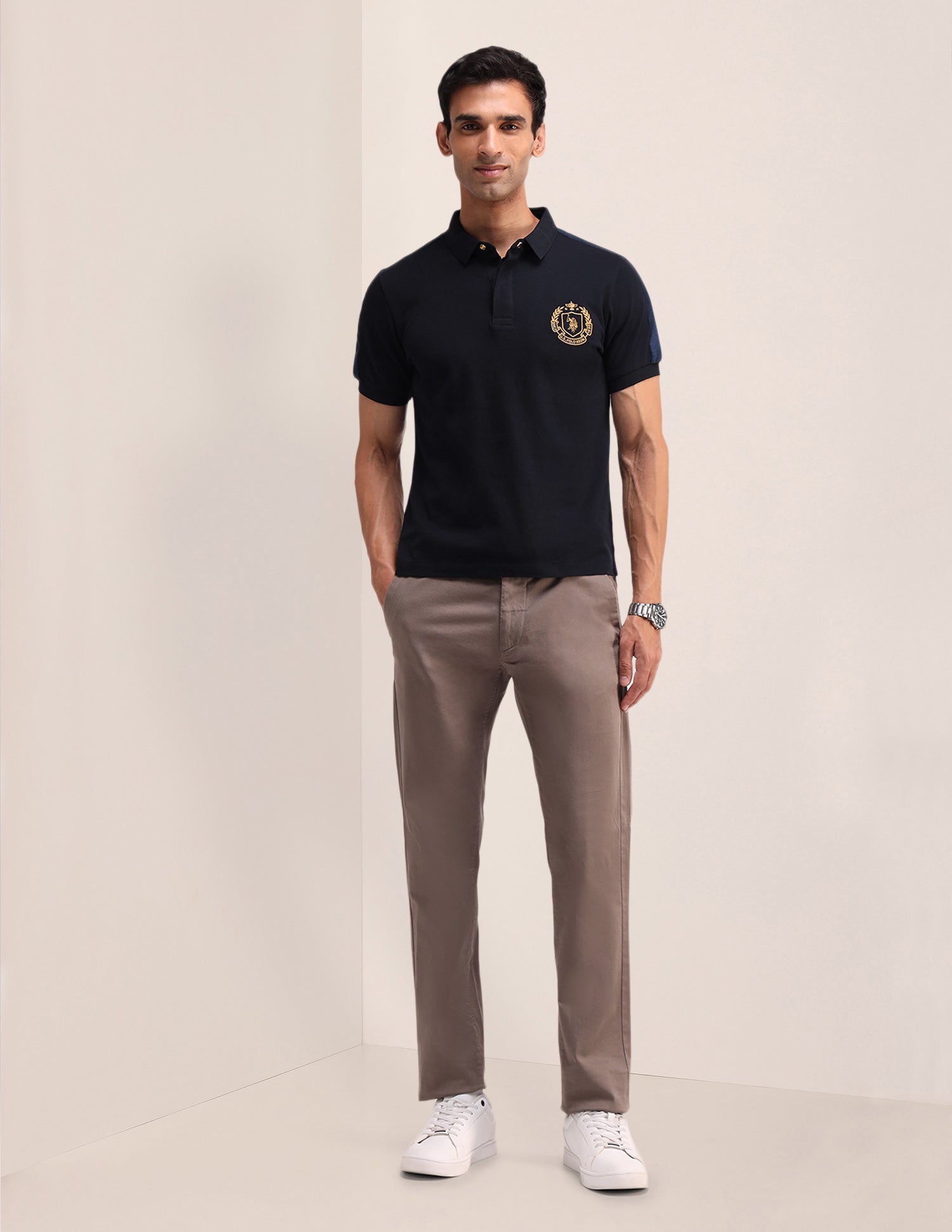 Solid Cotton Muscle Fit Polo Shirt Navy - U.S. POLO ASSN. | Large