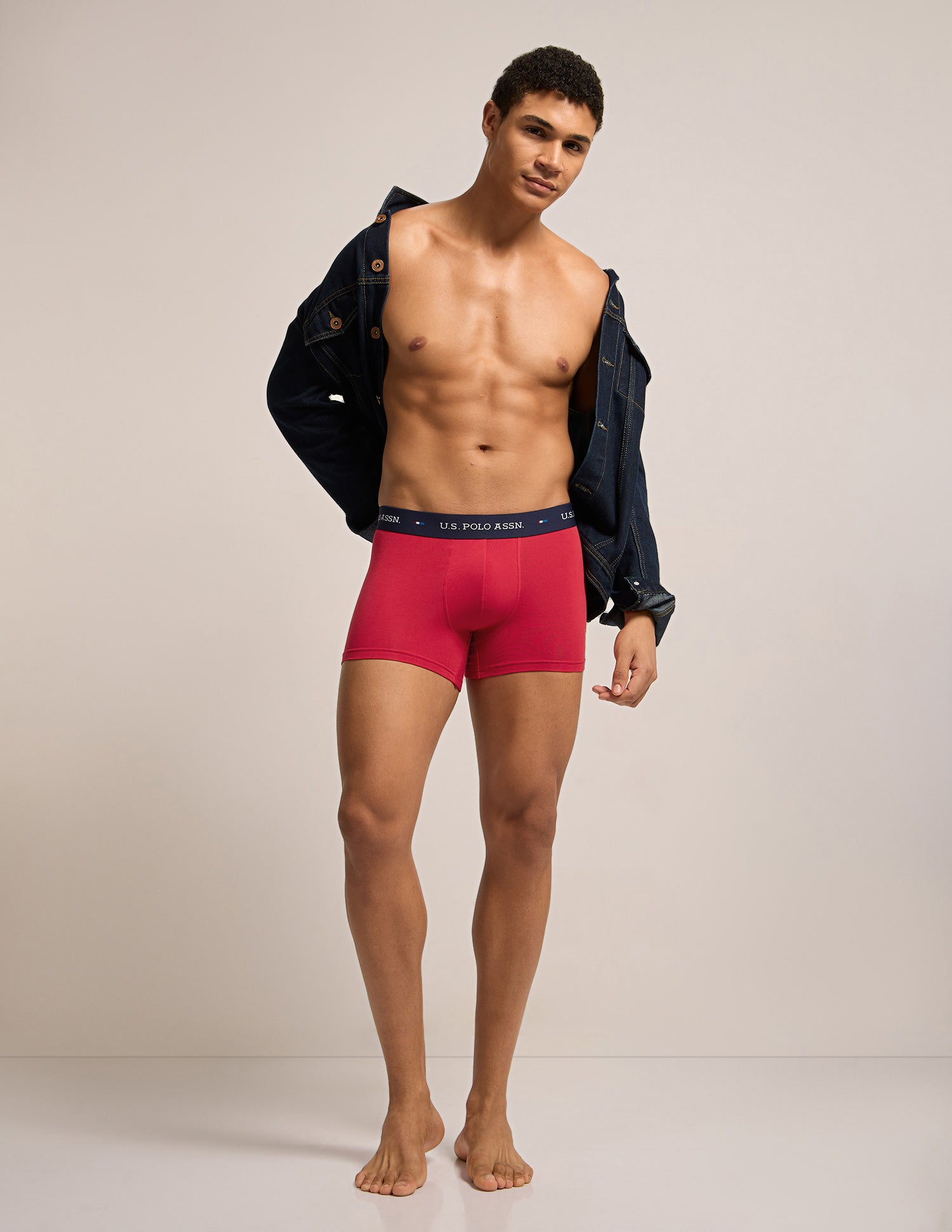 Breathable Cotton Stretch OET25 Trunks - Pack of 3 Red|Moonlight Blue - U.S. Polo Assn. India | Large
