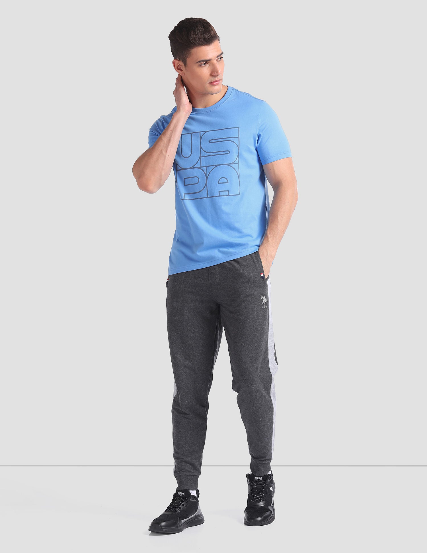 Brand Print Cotton IYAZ Lounge T-Shirt - Pack Of 2 Green and Blue - U.S. POLO ASSN. | Large