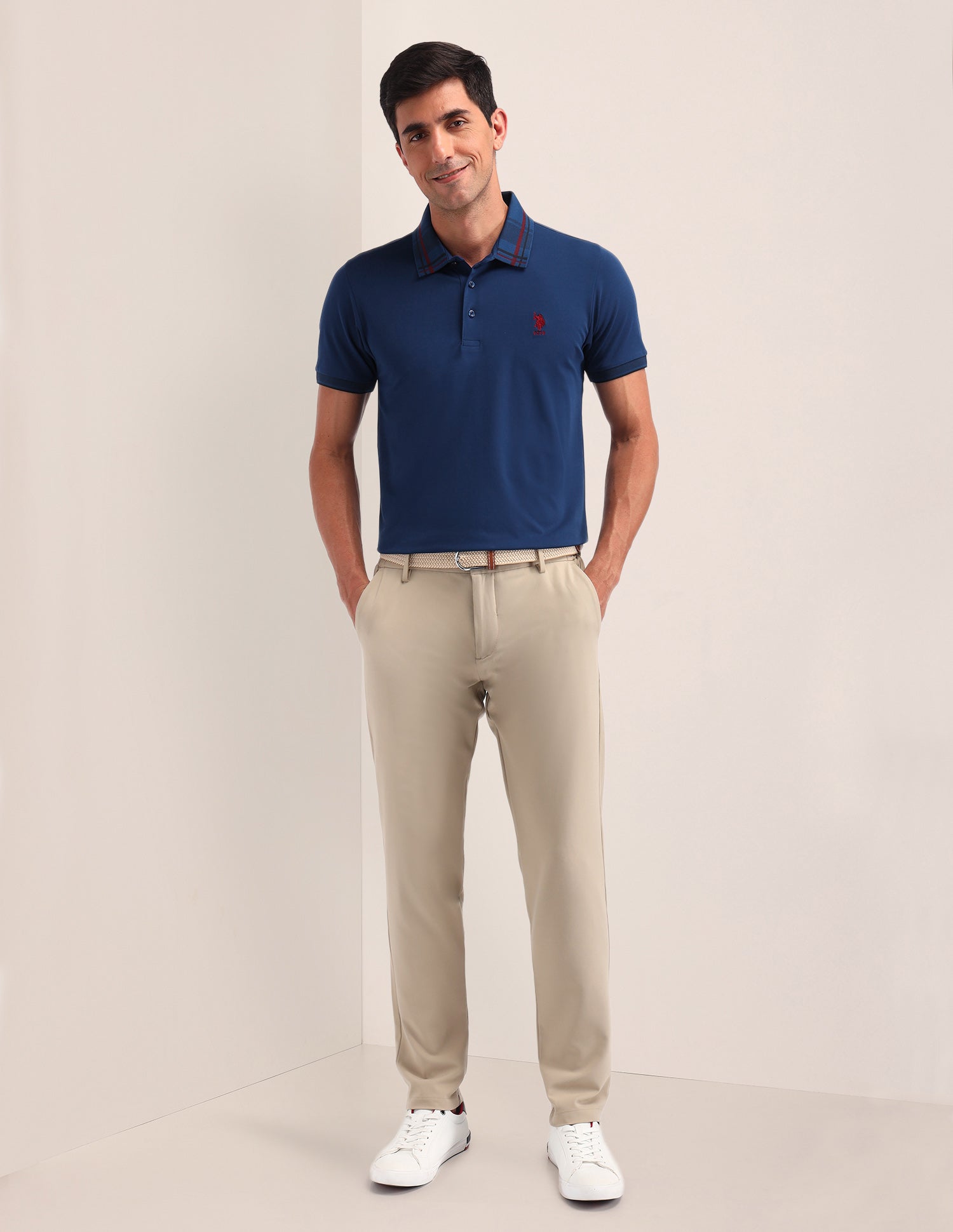 Solid Slim Fit Polo Shirt Blue - U.S. Polo Assn. India | Large