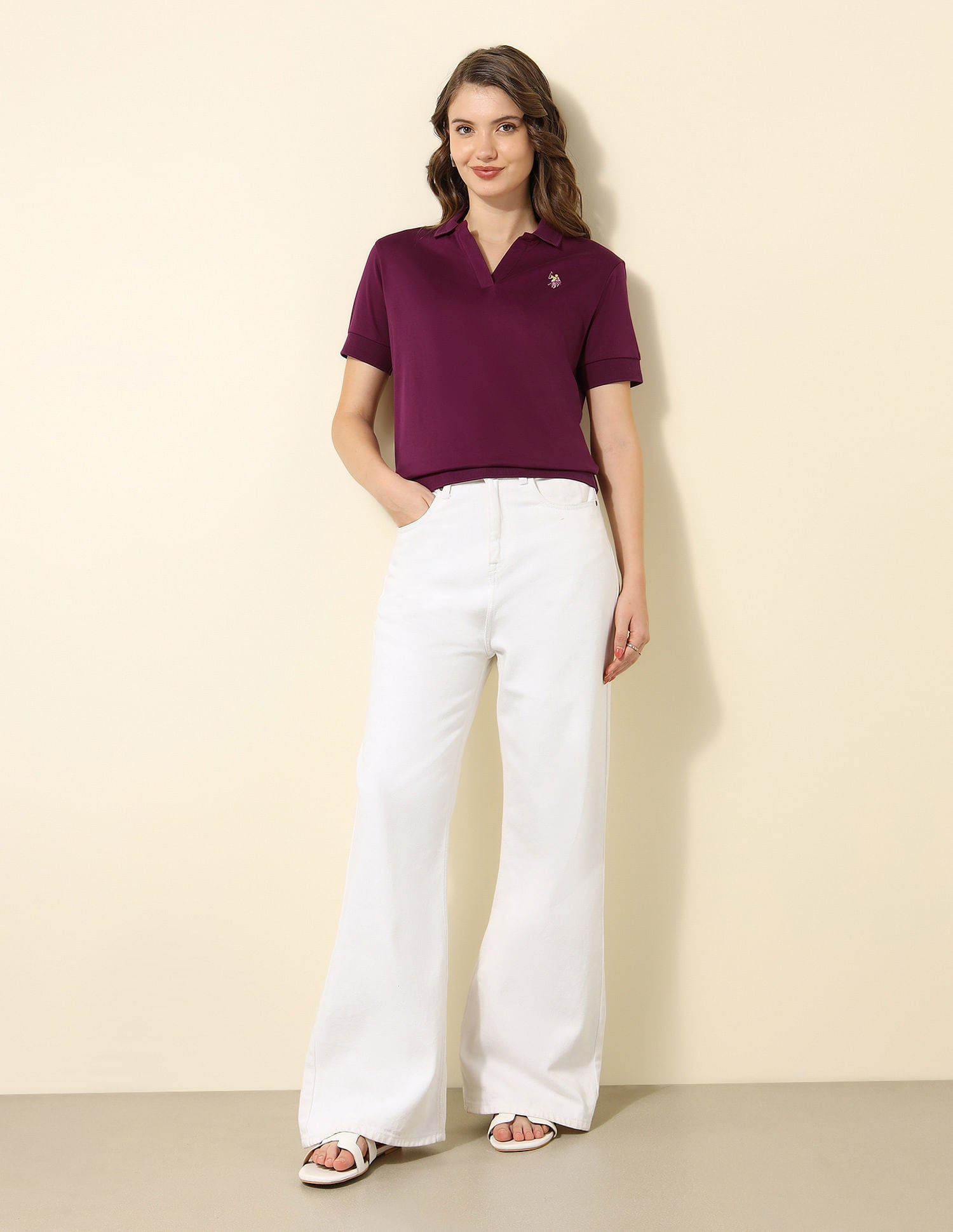 Boxy Fit Cotton Polo Shirt Wine - U.S. Polo Assn. India | Large