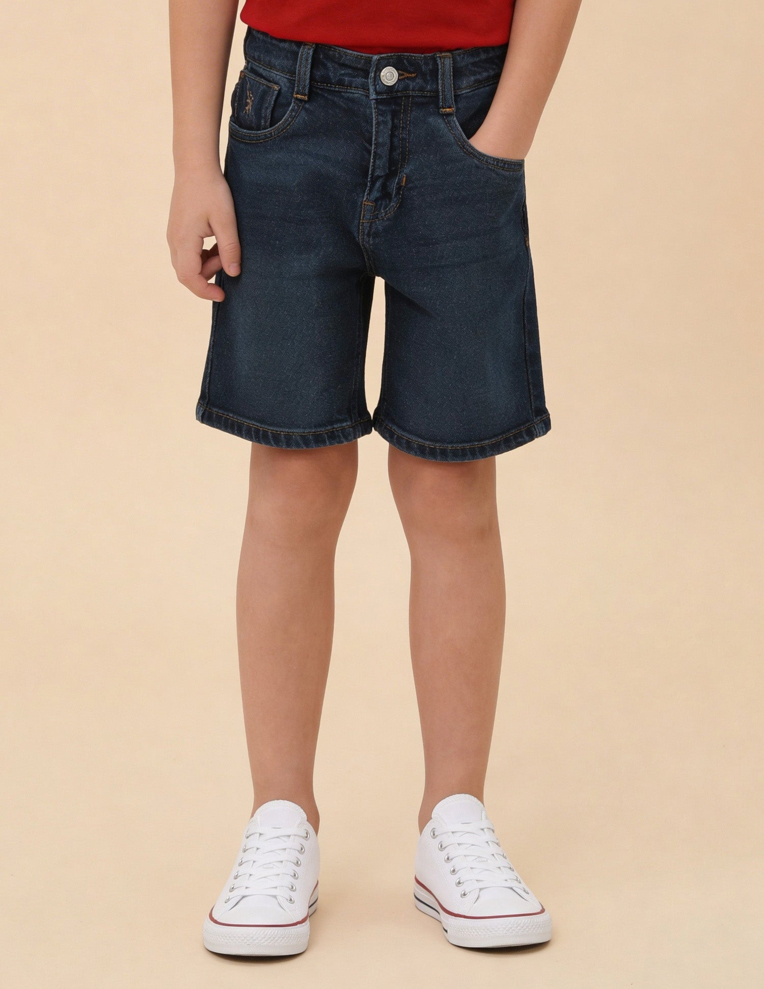 Mid Rise Whiskered Denim Shorts Blue - U.S. Polo Assn. India | Large