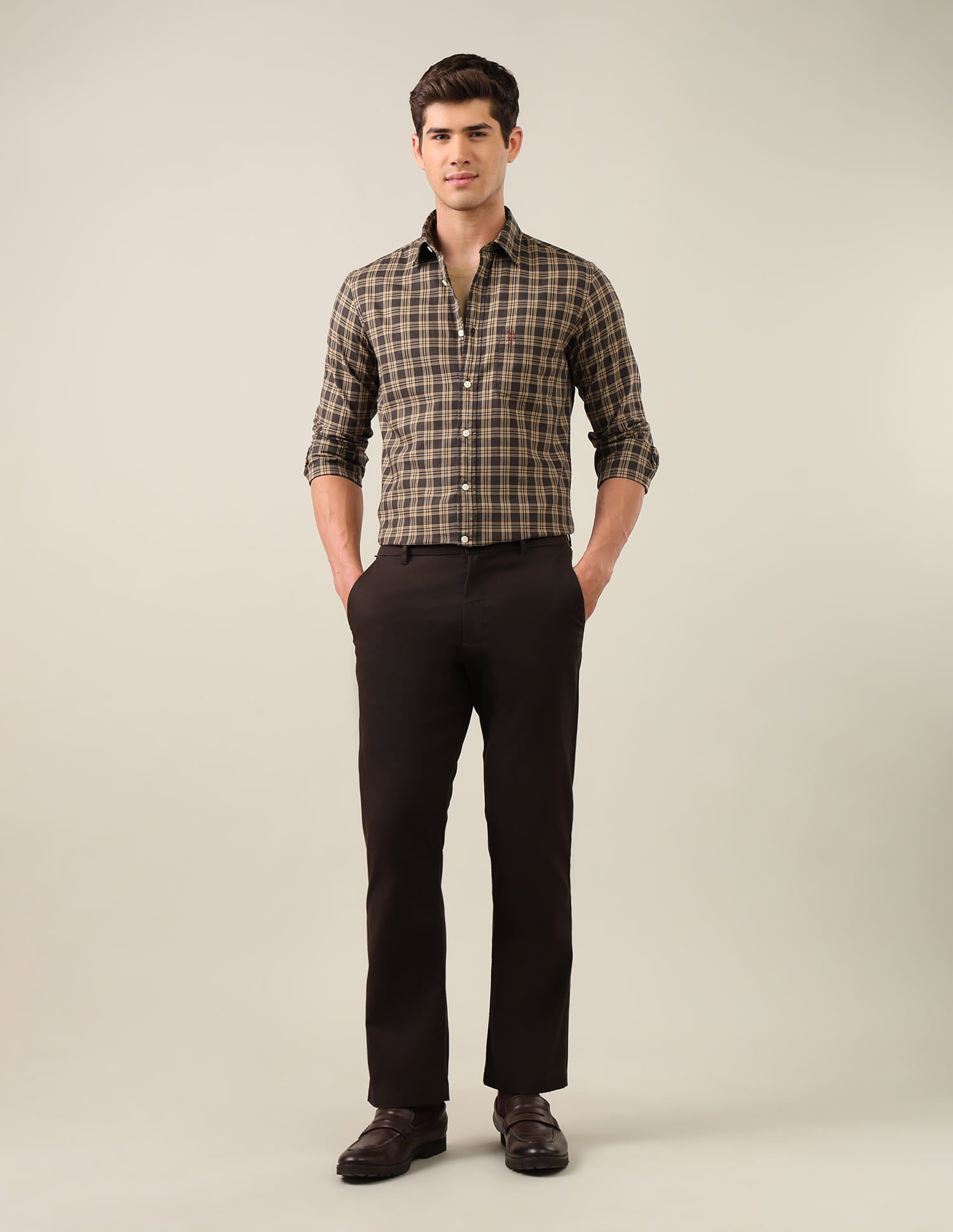 Twill Grid Tattersall Checked Shirt Brown - U.S. Polo Assn. India | Large
