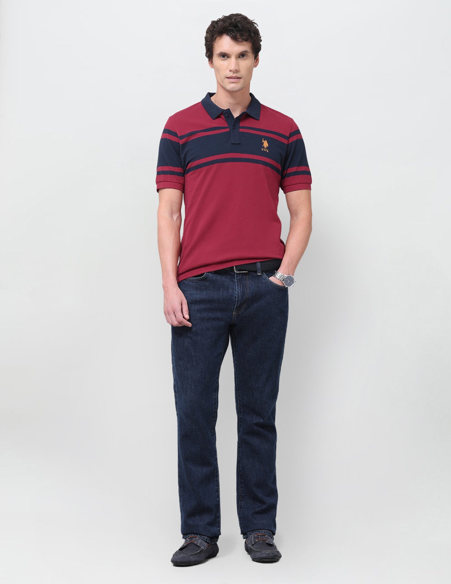 Horizontal Striped Regular Fit Polo Shirt Red - U.S. Polo Assn. India | Large