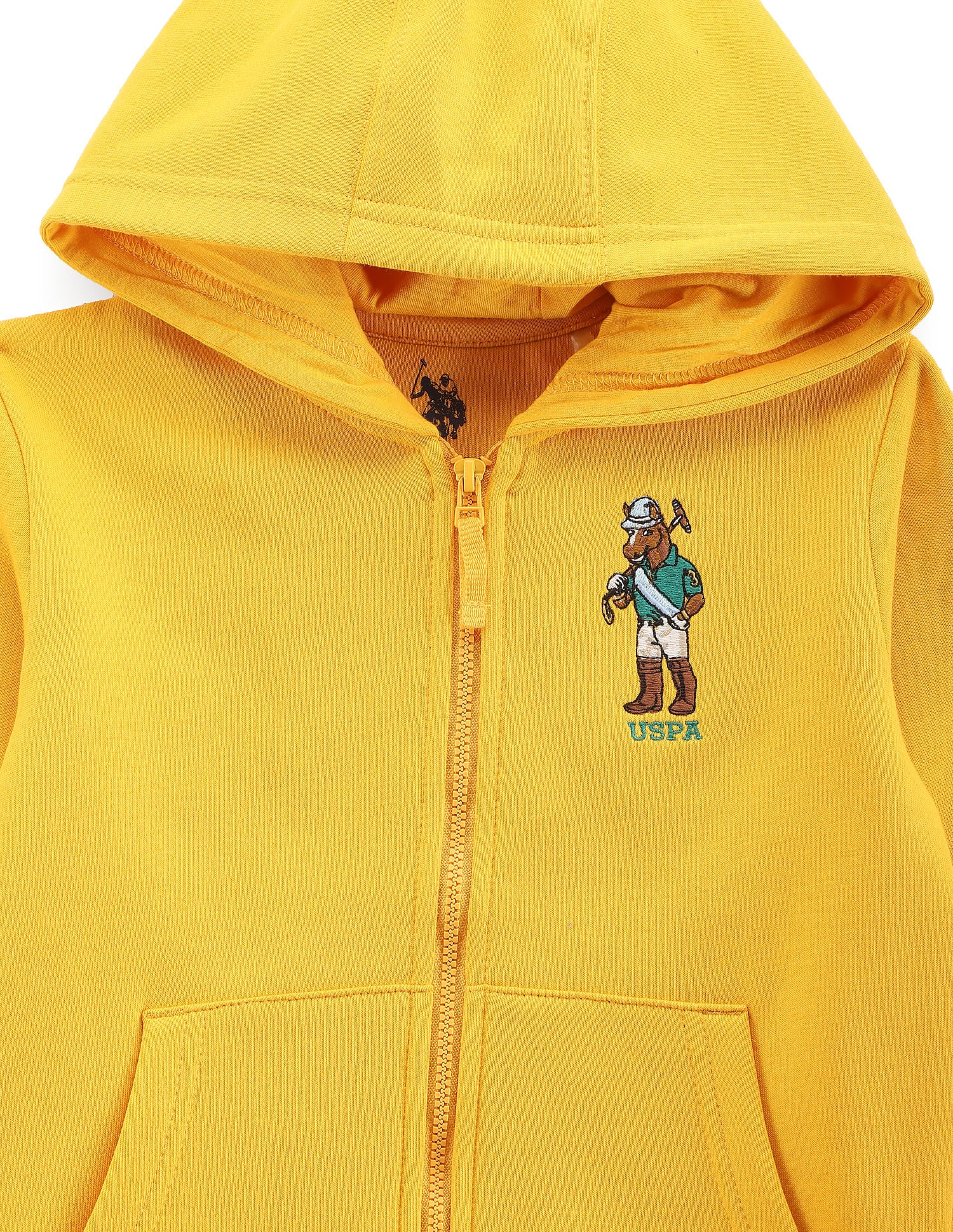 Boys Solid Hooded Sweatshirt Dark Yellow - U.S. POLO ASSN. | Large