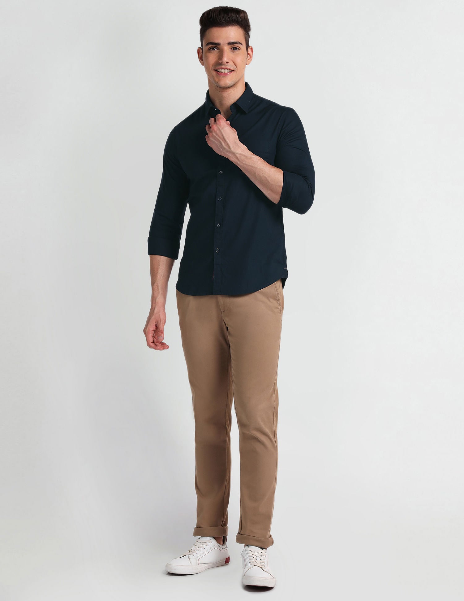 Slim Fit Twill Shirt Navy - U.S. Polo Assn. India | Large
