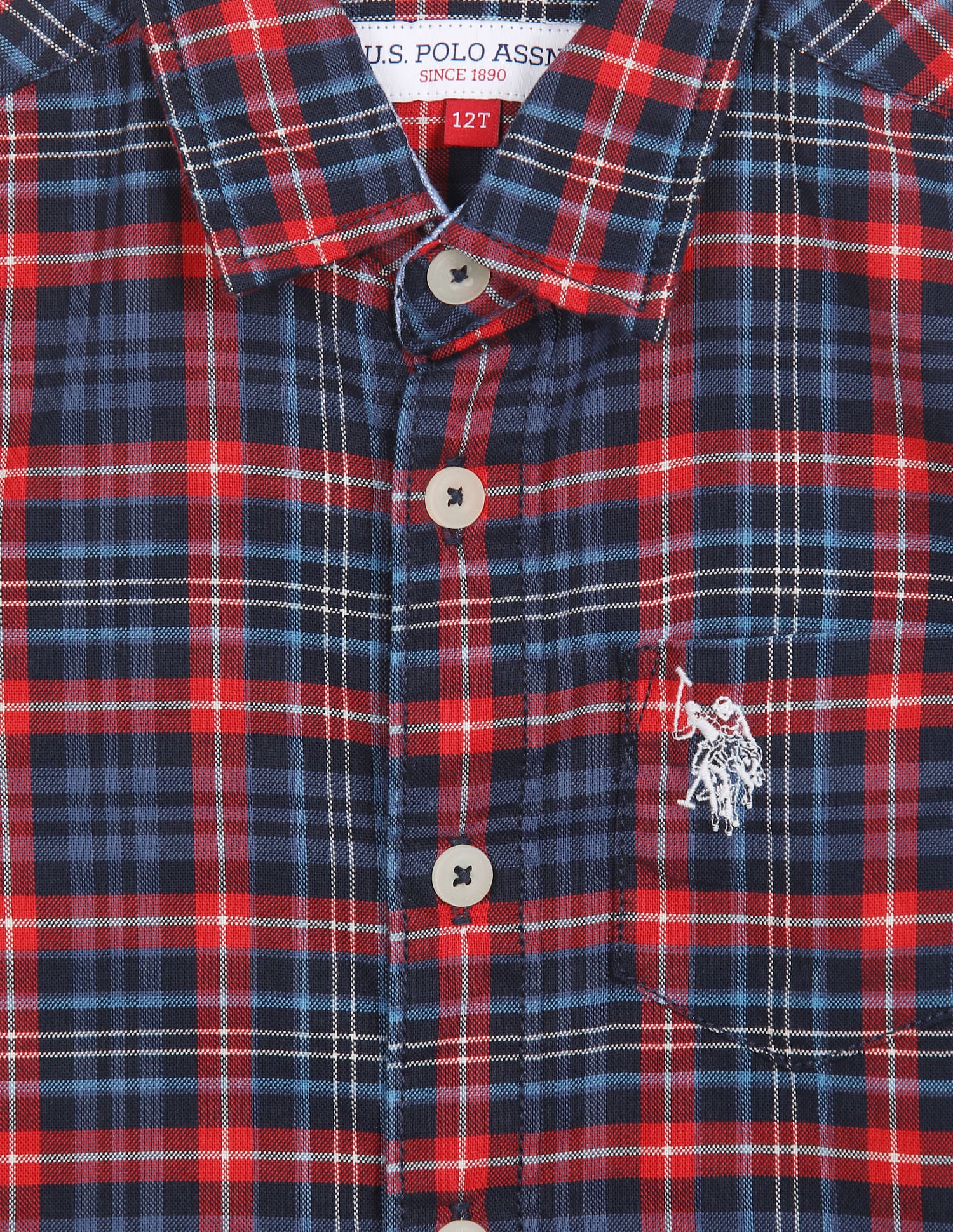 Spread Collar Check Shirt Navy - U.S. Polo Assn. India | Large