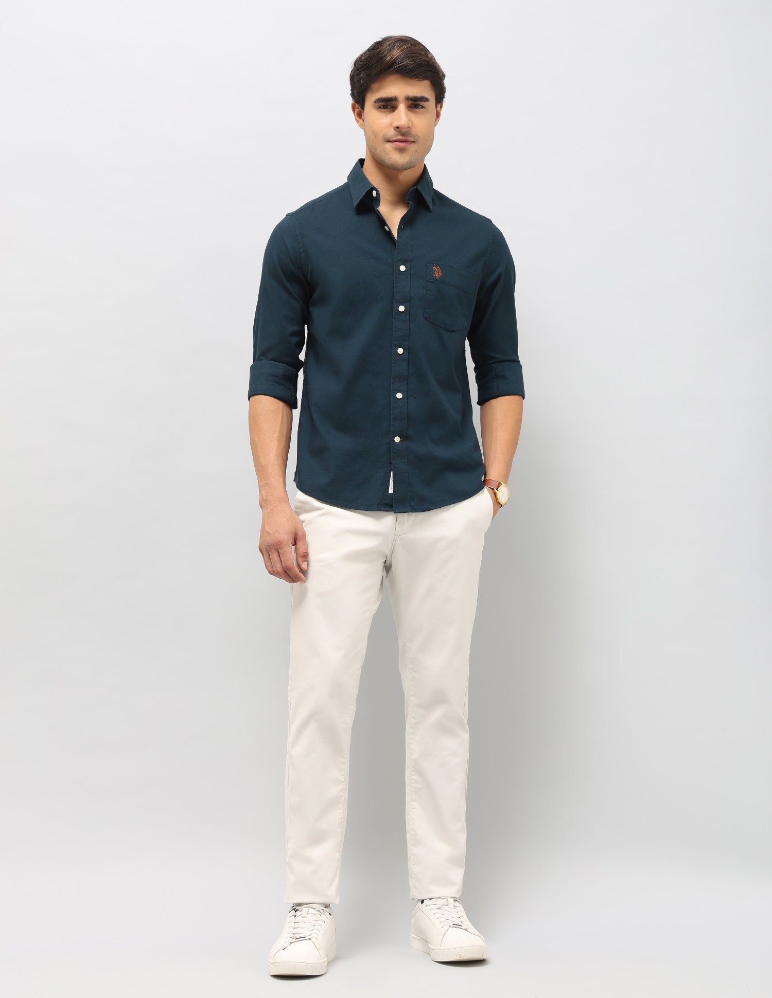 Tailored Fit Oxford Shirt Teal - U.S. Polo Assn. India | Large