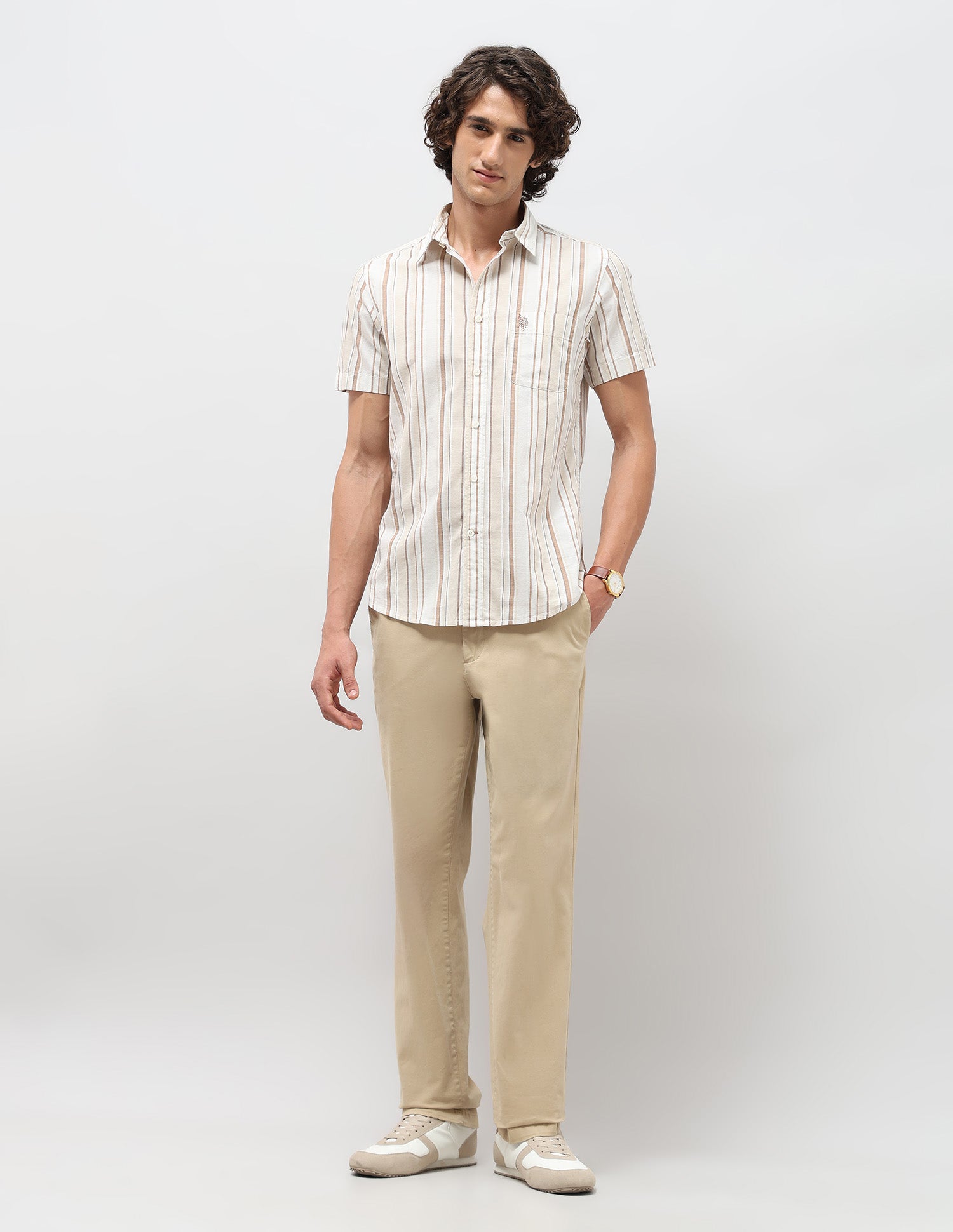 Pure Cotton Slim Fit Shirt Khaki - U.S. POLO ASSN. | Large