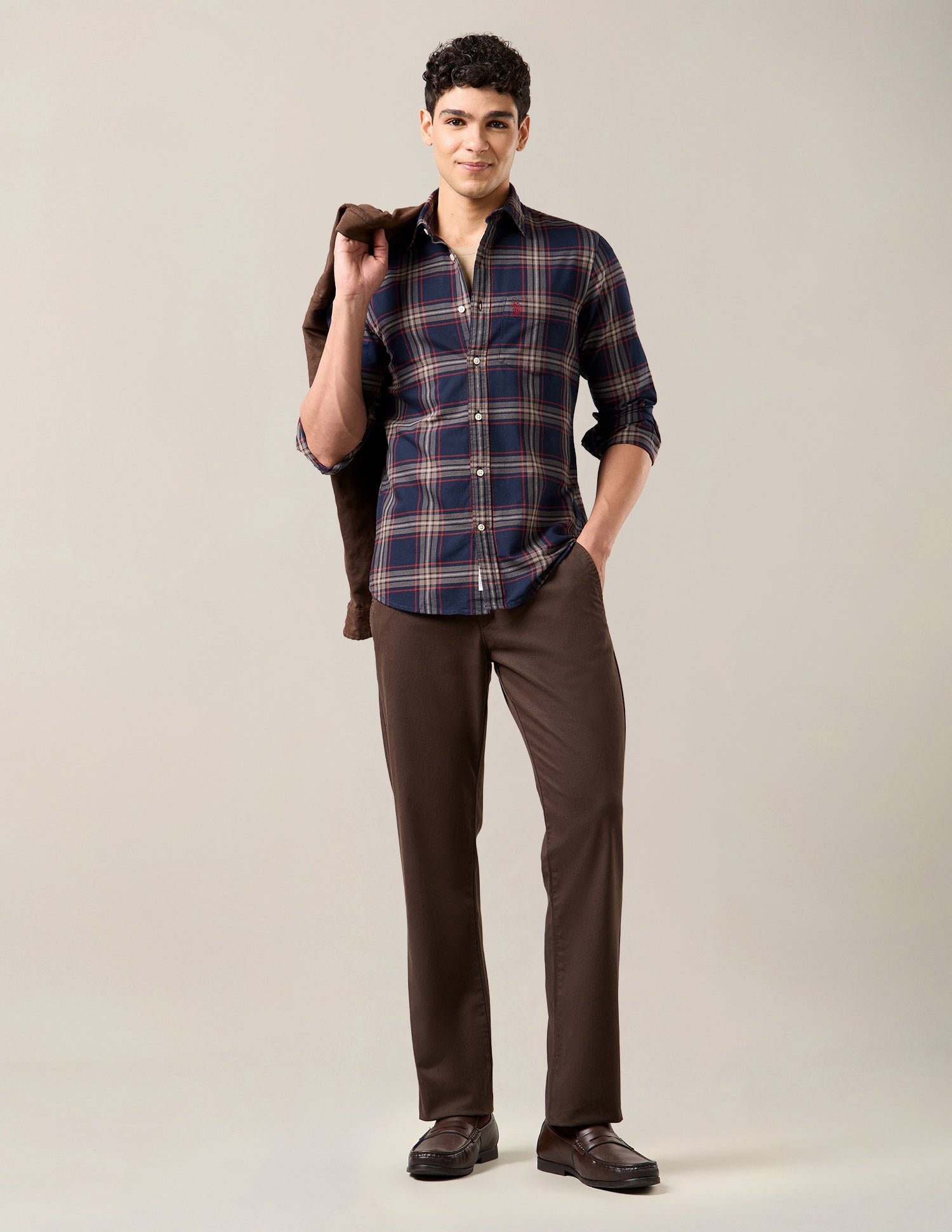 Grid Tattersall Checked Regular Fit Shirt Navy - U.S. Polo Assn. India | Large