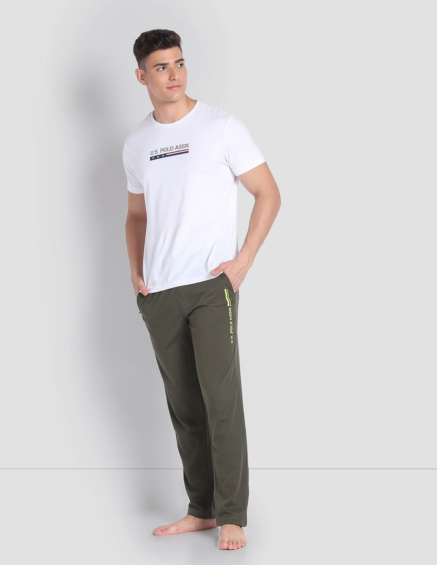 Mid Rise LR004 Lounge Track Pants - Pack Of 1 Olive - U.S. POLO ASSN. | Large