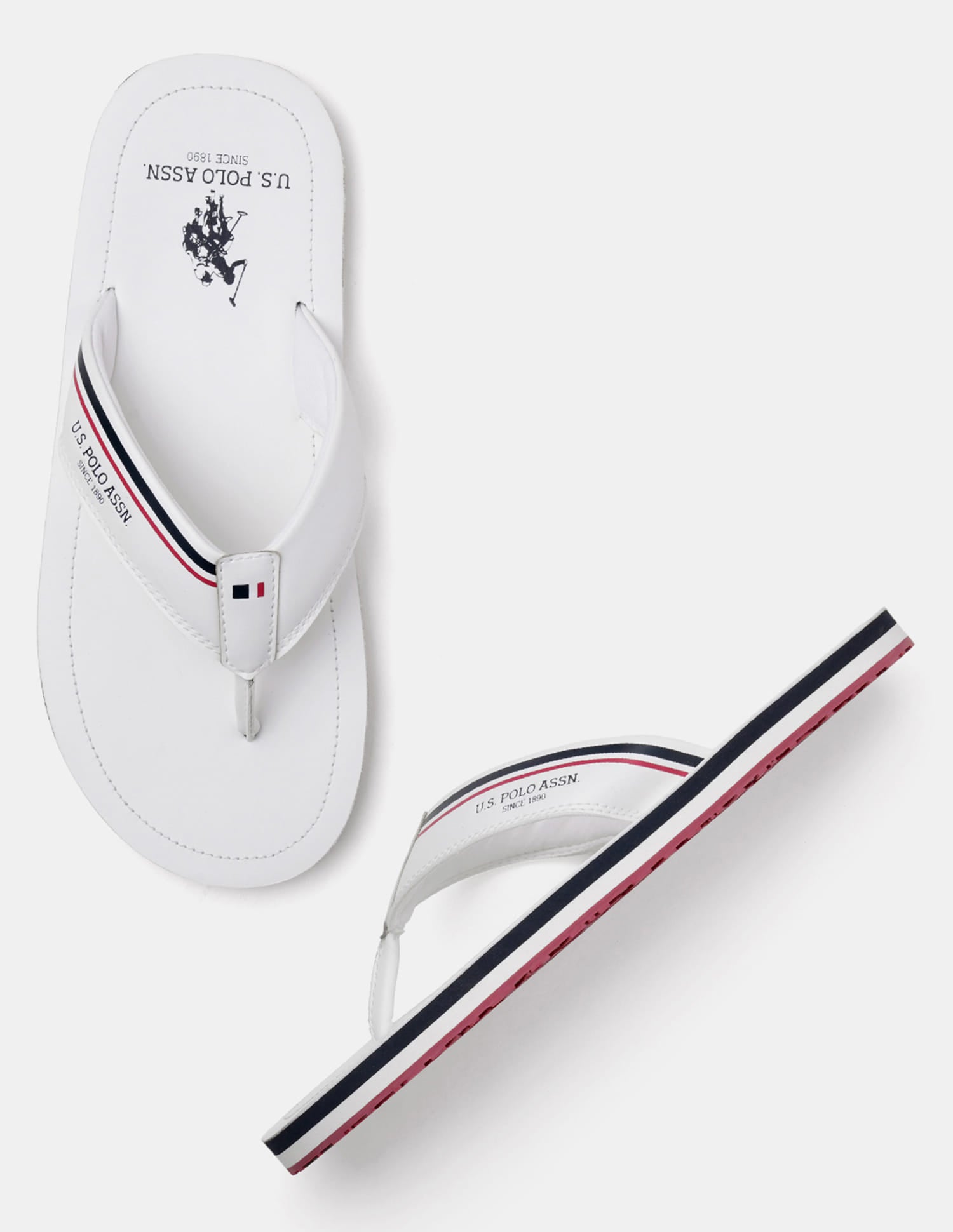 Men Nesta Striped Flip Flops White - U.S. Polo Assn. India | Large