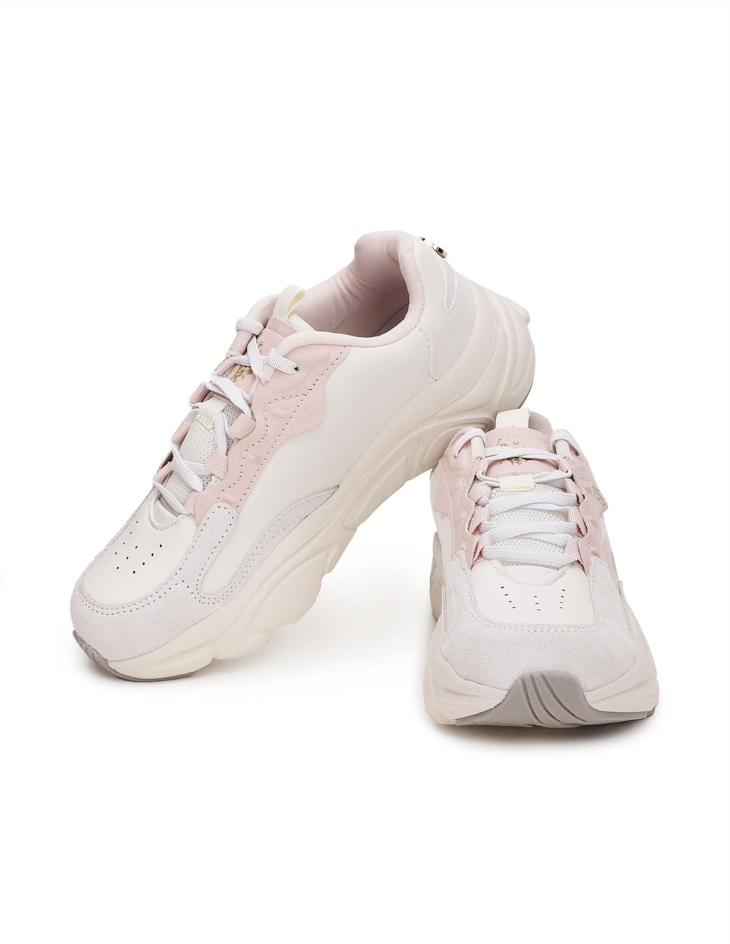 Women Colour Block Gemma Sneakers White and Light Pink - U.S. Polo Assn. India | Large
