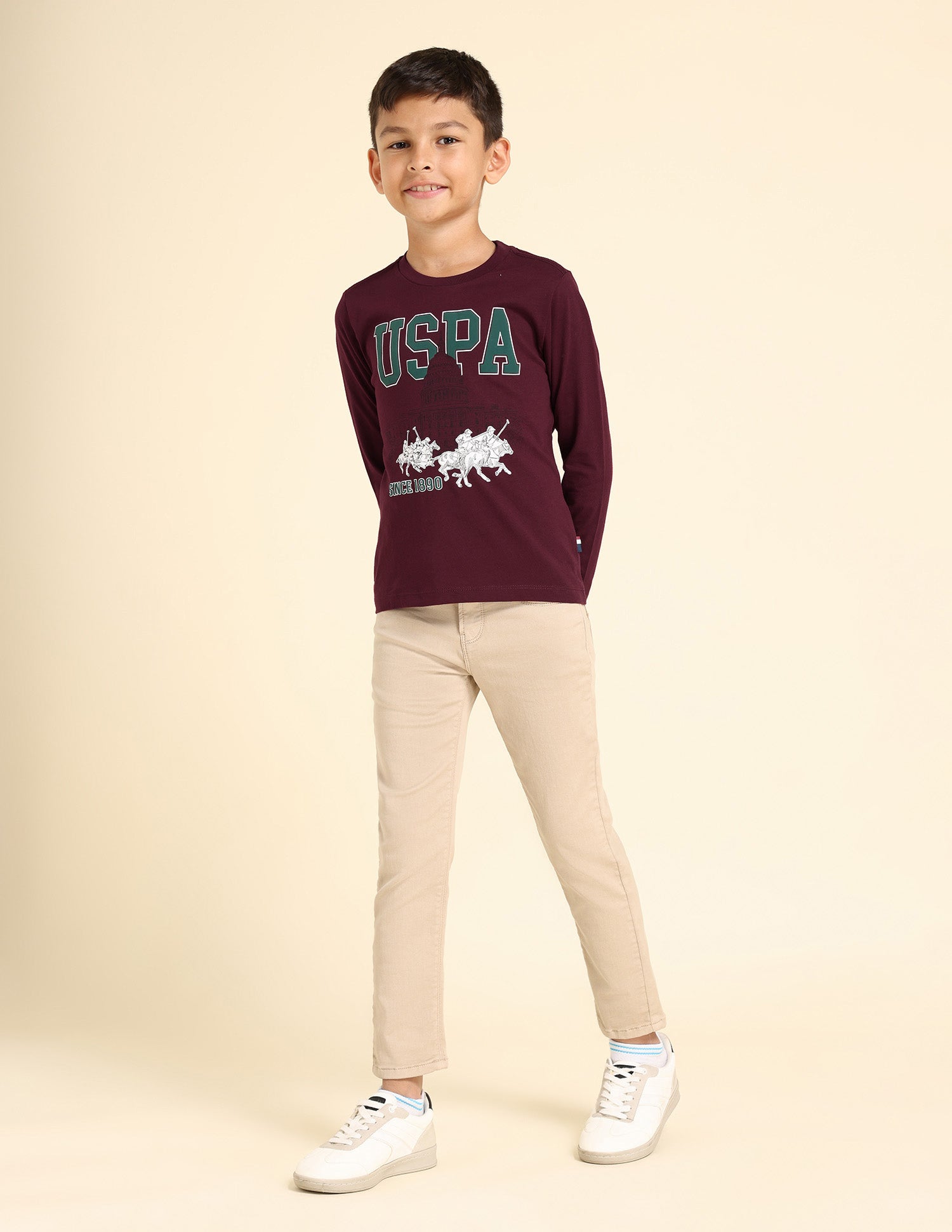 Boys Pure Cotton Regular T-shirt Red - U.S. Polo Assn. India | Large