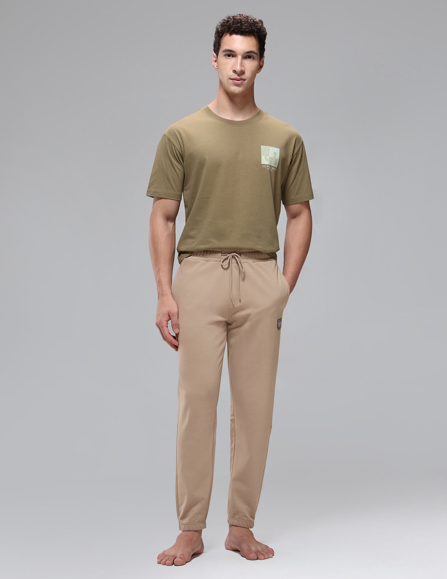 Breathable Relaxed Fit OJ010 Lounge Joggers Stucco - U.S. Polo Assn. India | Large